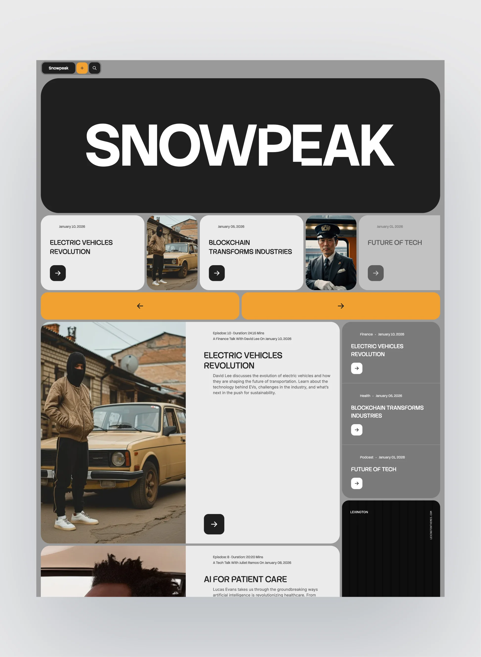 Snowpeak podcast player view