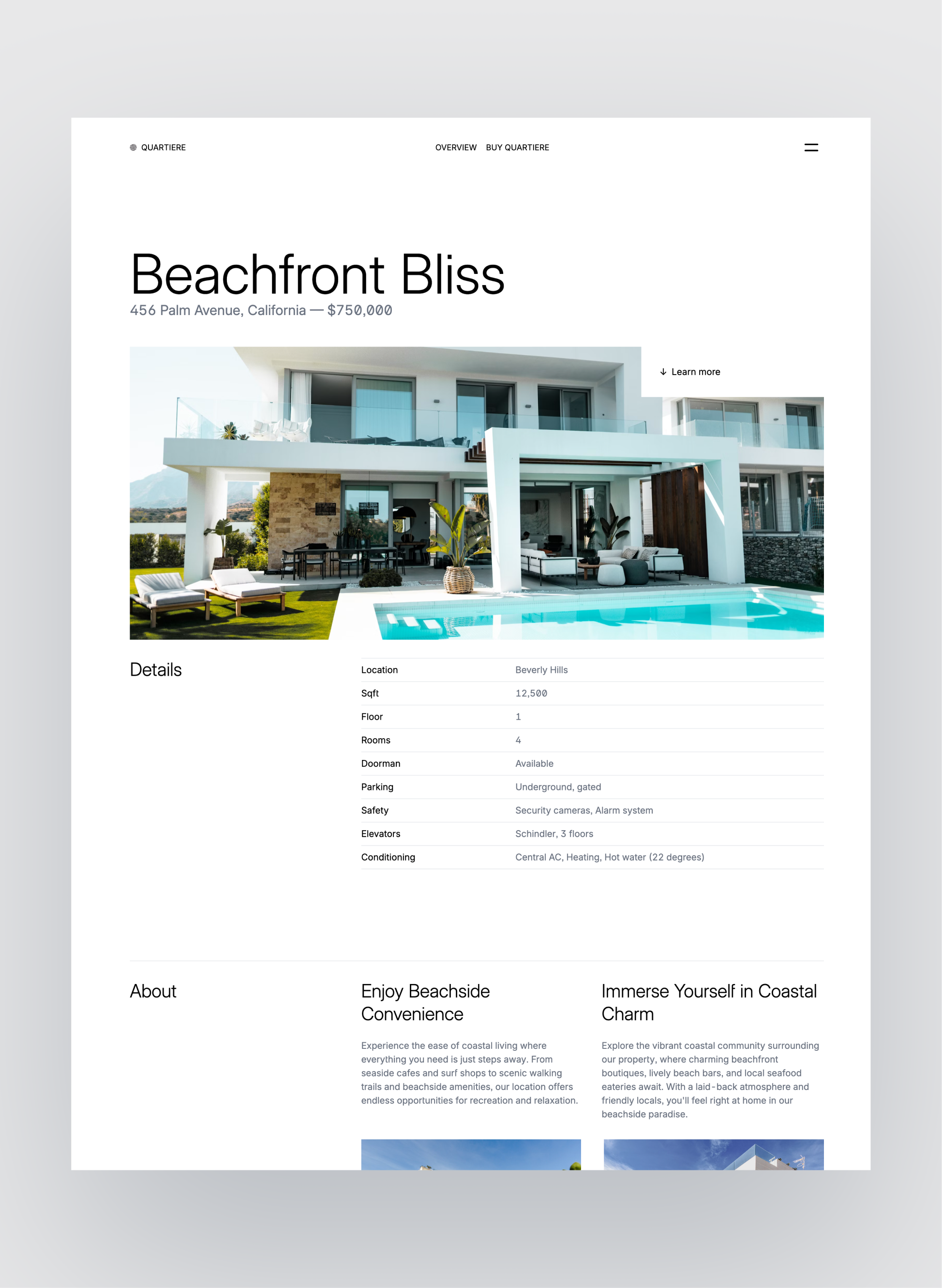 Quartiere property detail page