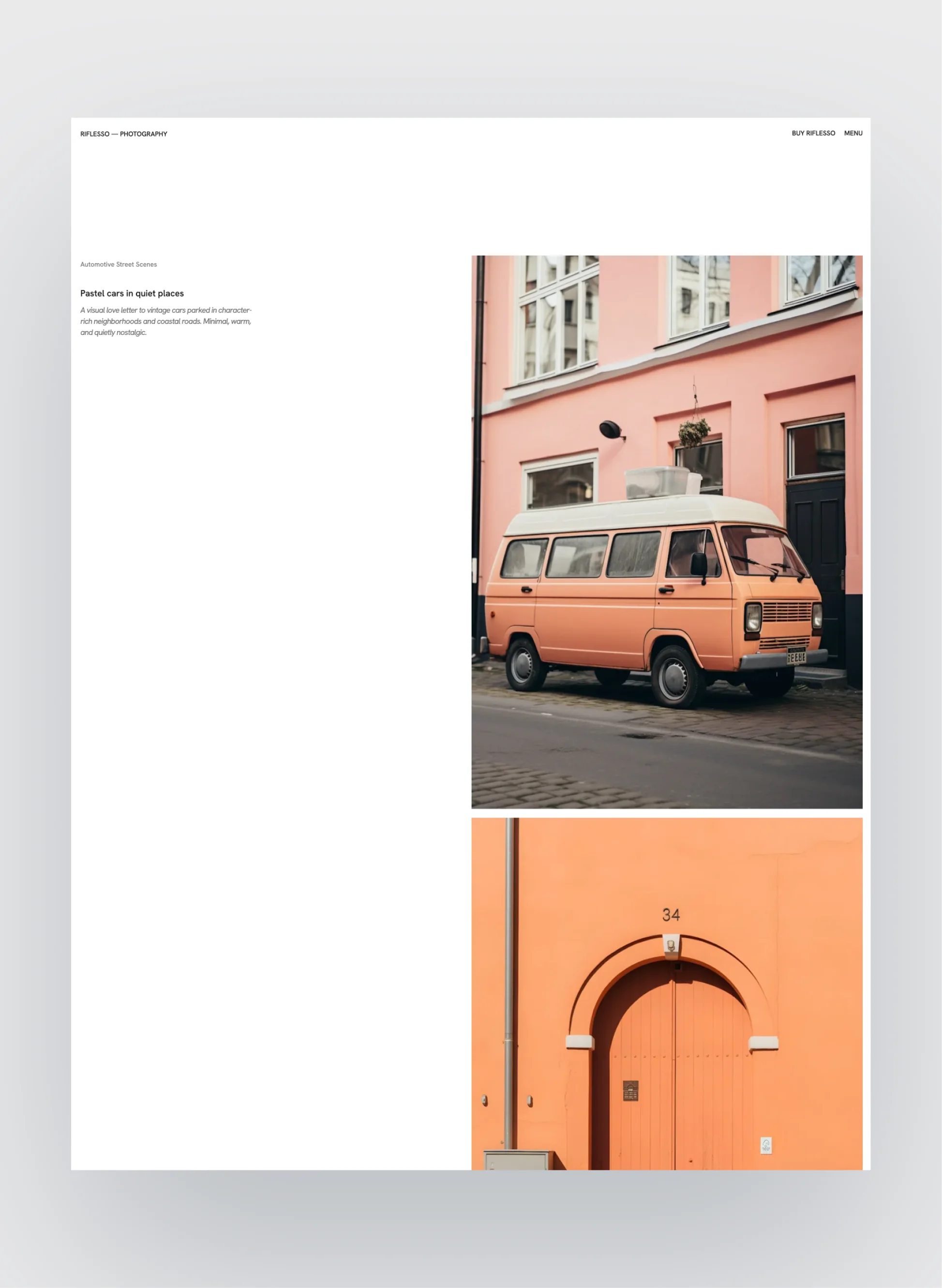 Riflesso gallery page design