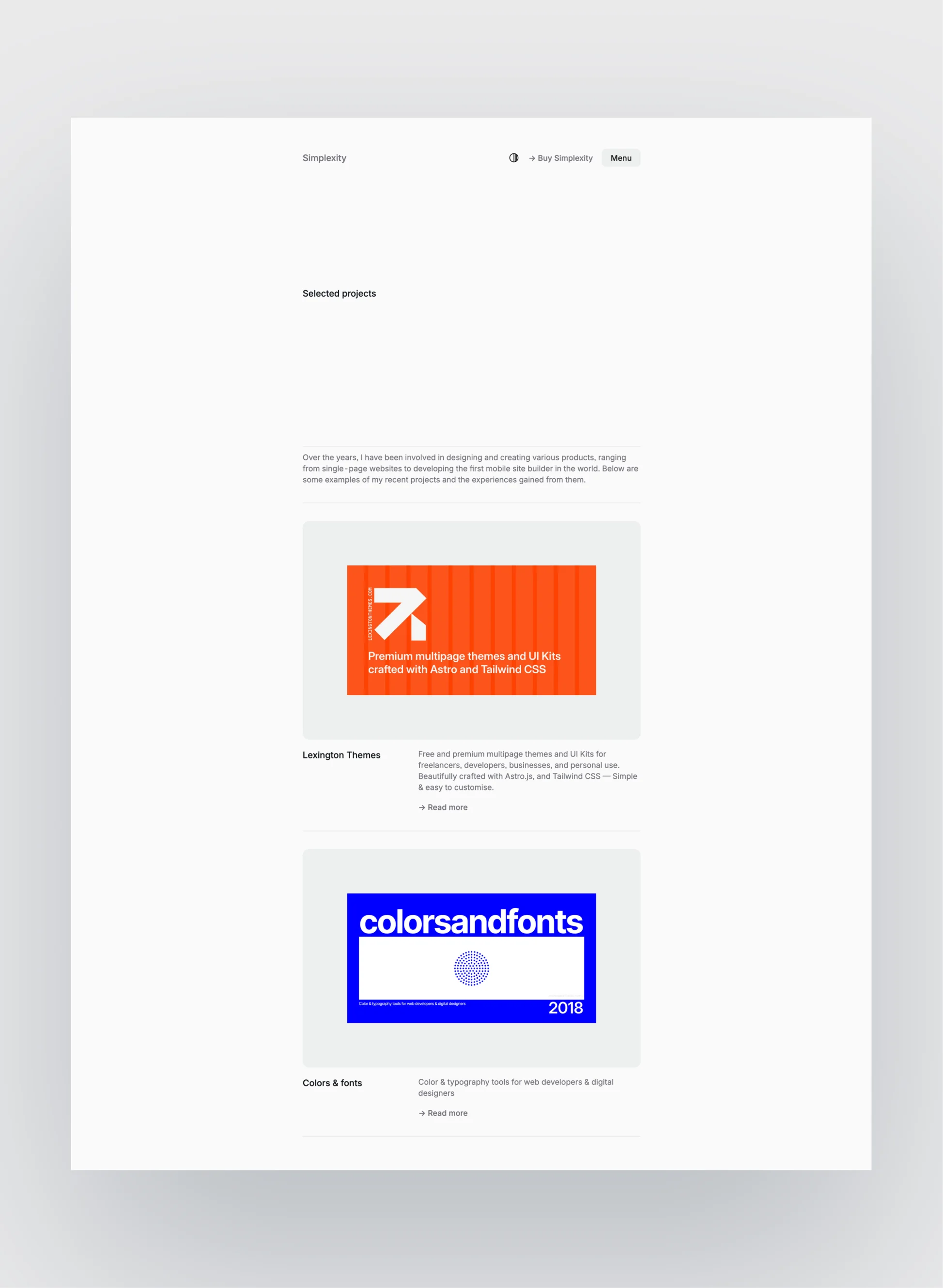 Simplexity blog layout
