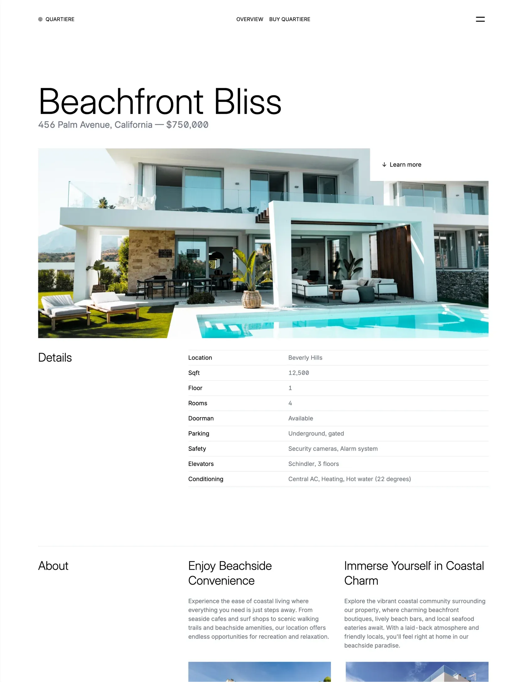 Quartiere property detail page