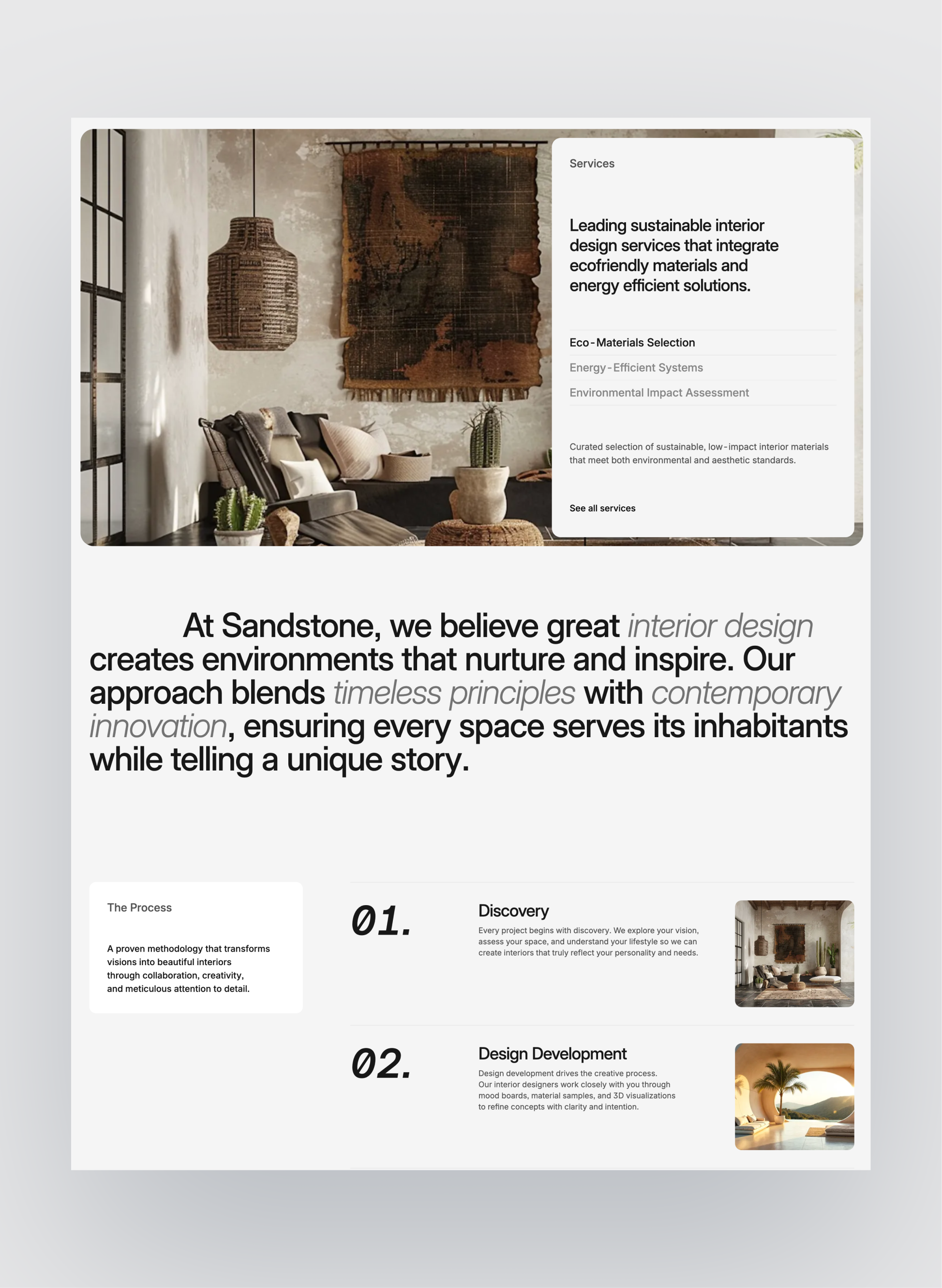 Sandstone project detail case study layout