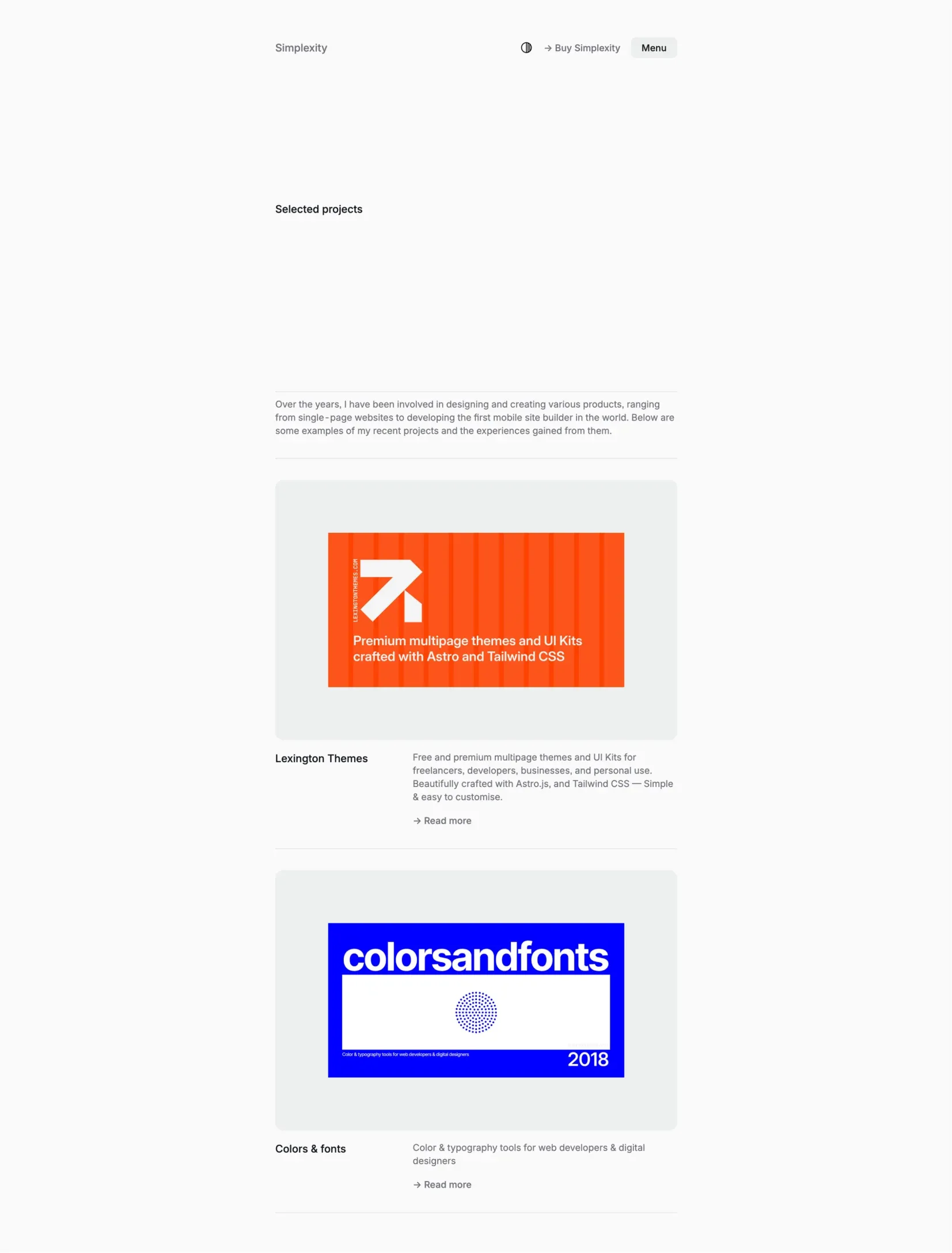 Simplexity blog layout
