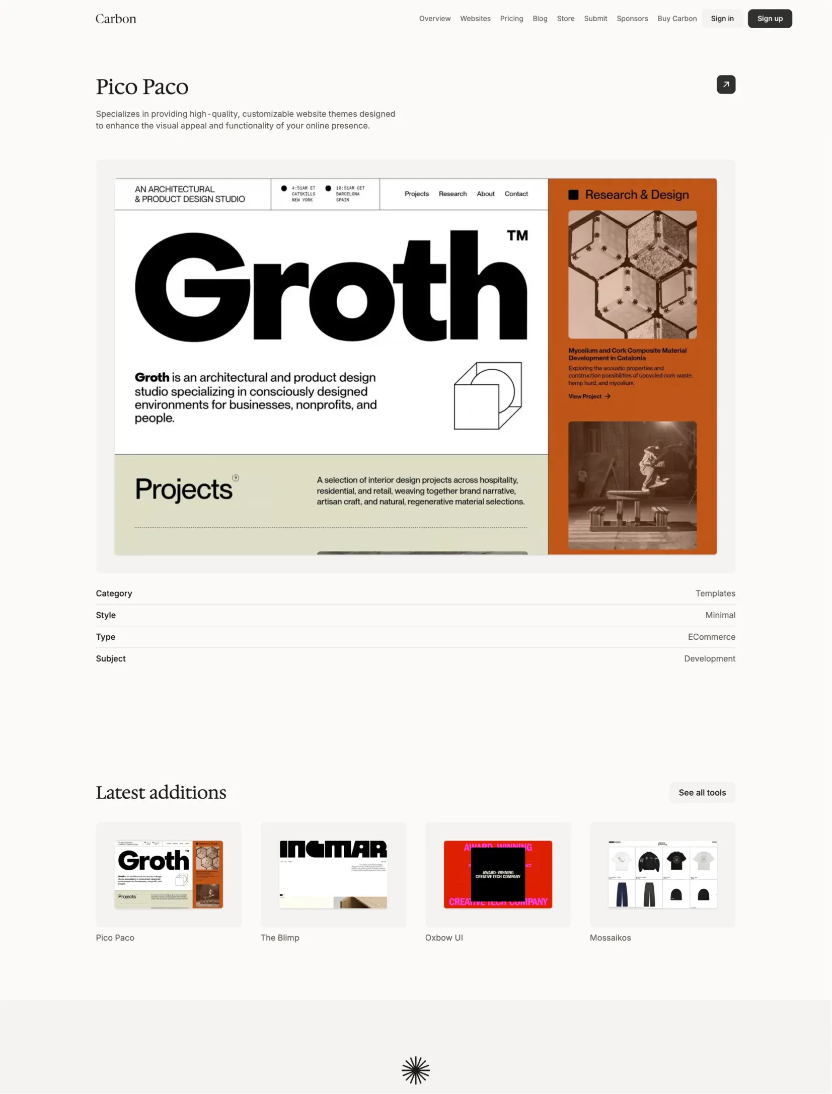 Carbon collections layout