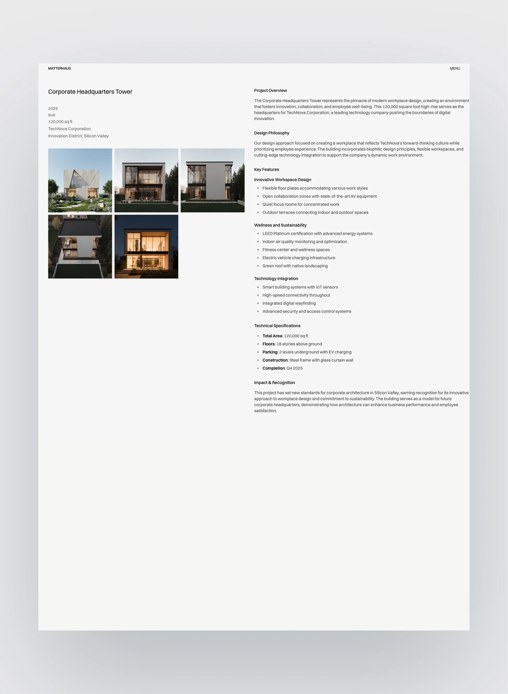 Matterhaus project detail case study layout
