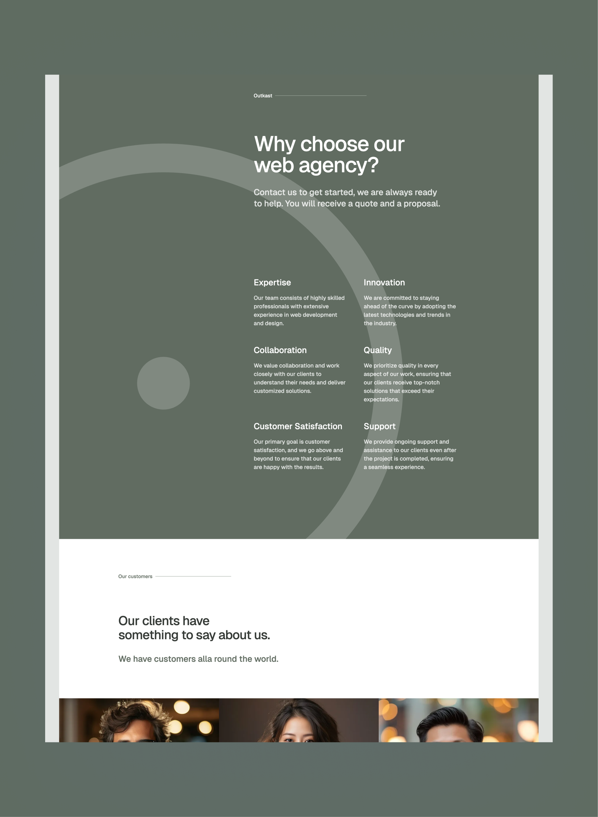 Outkast services page layout