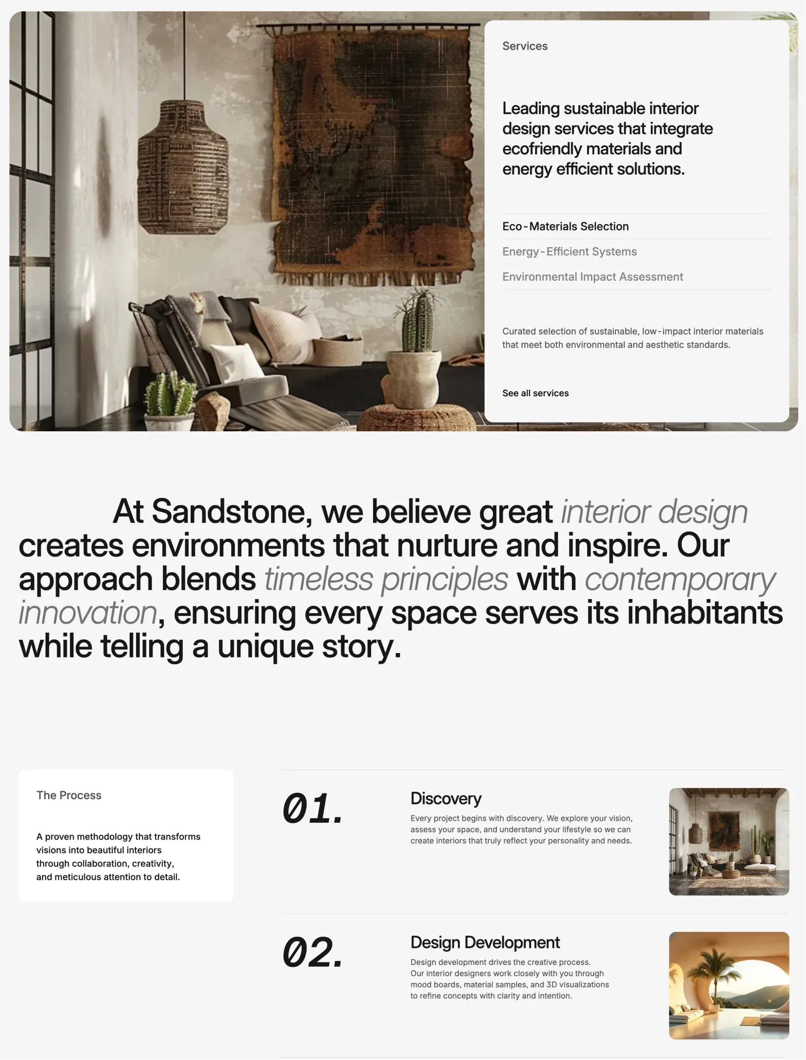 Sandstone project detail case study layout