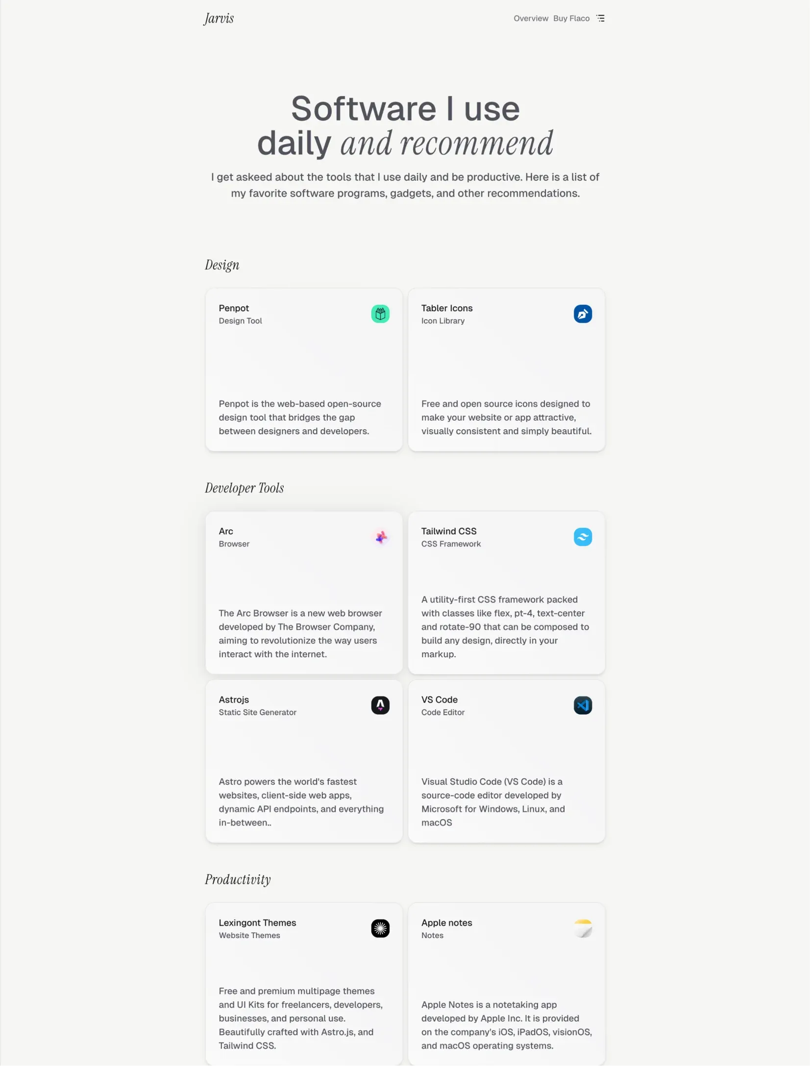 Flaco blog layout