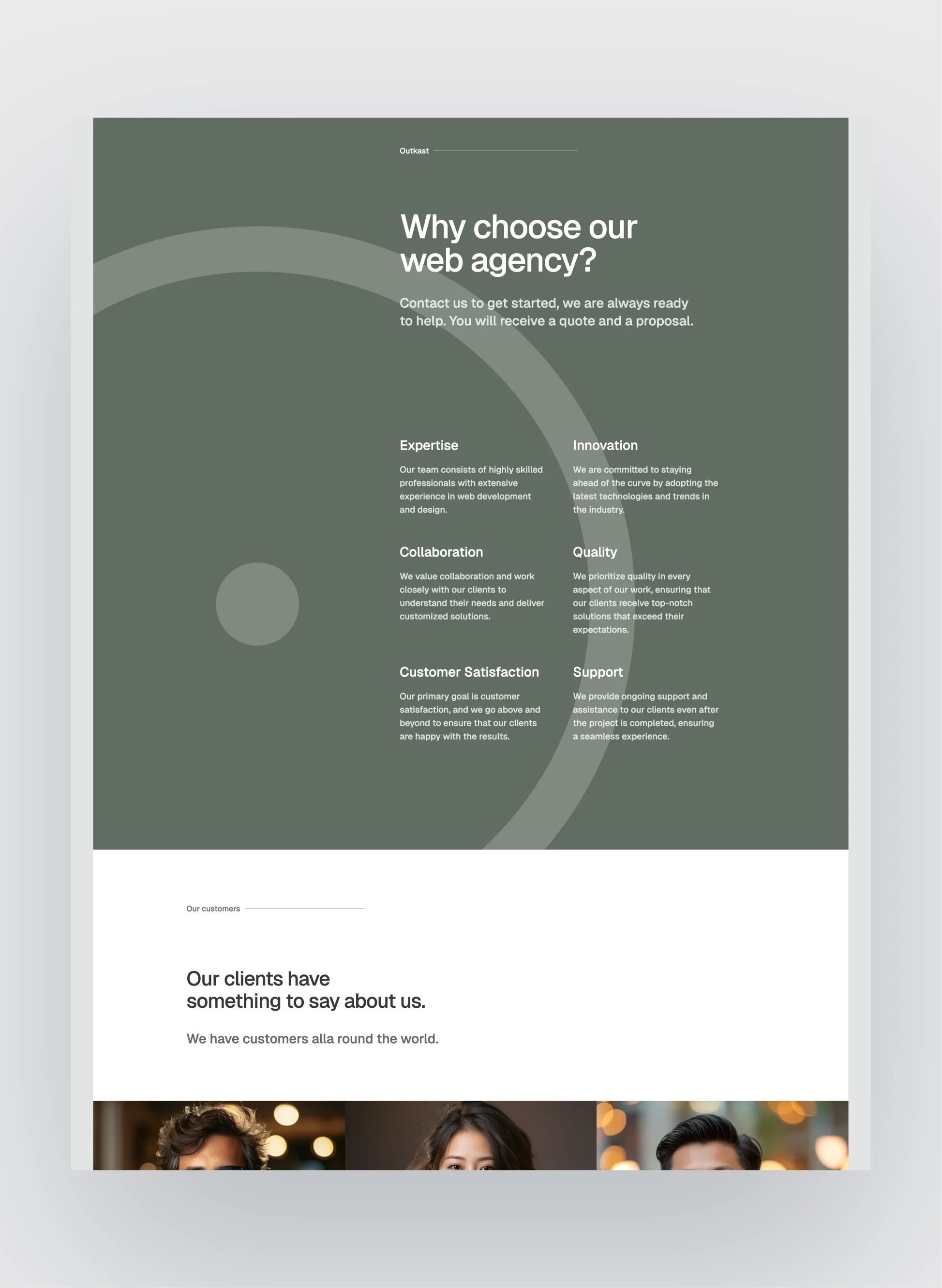 Outkast services page layout