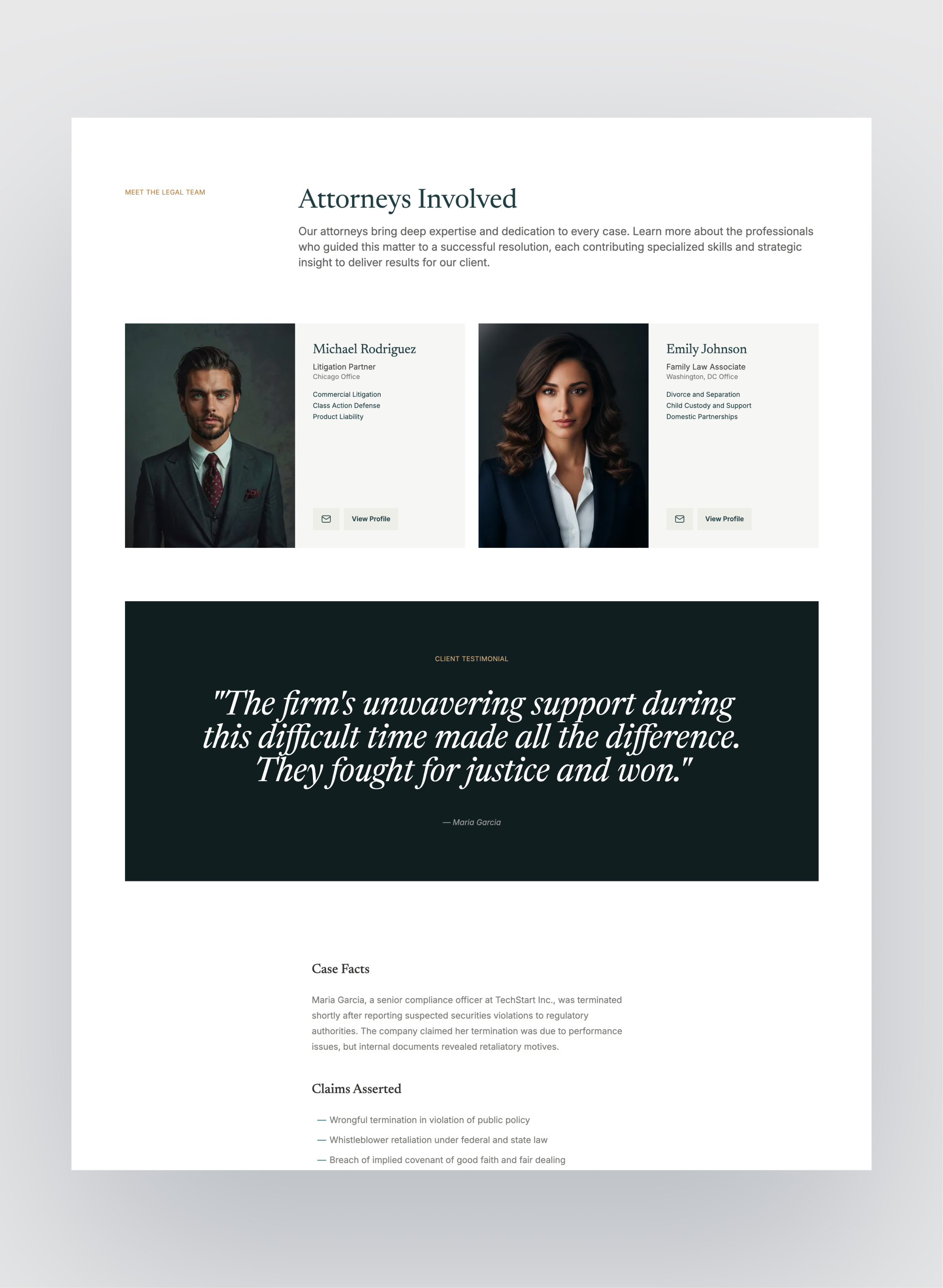 Carrington press and media layout for law firms