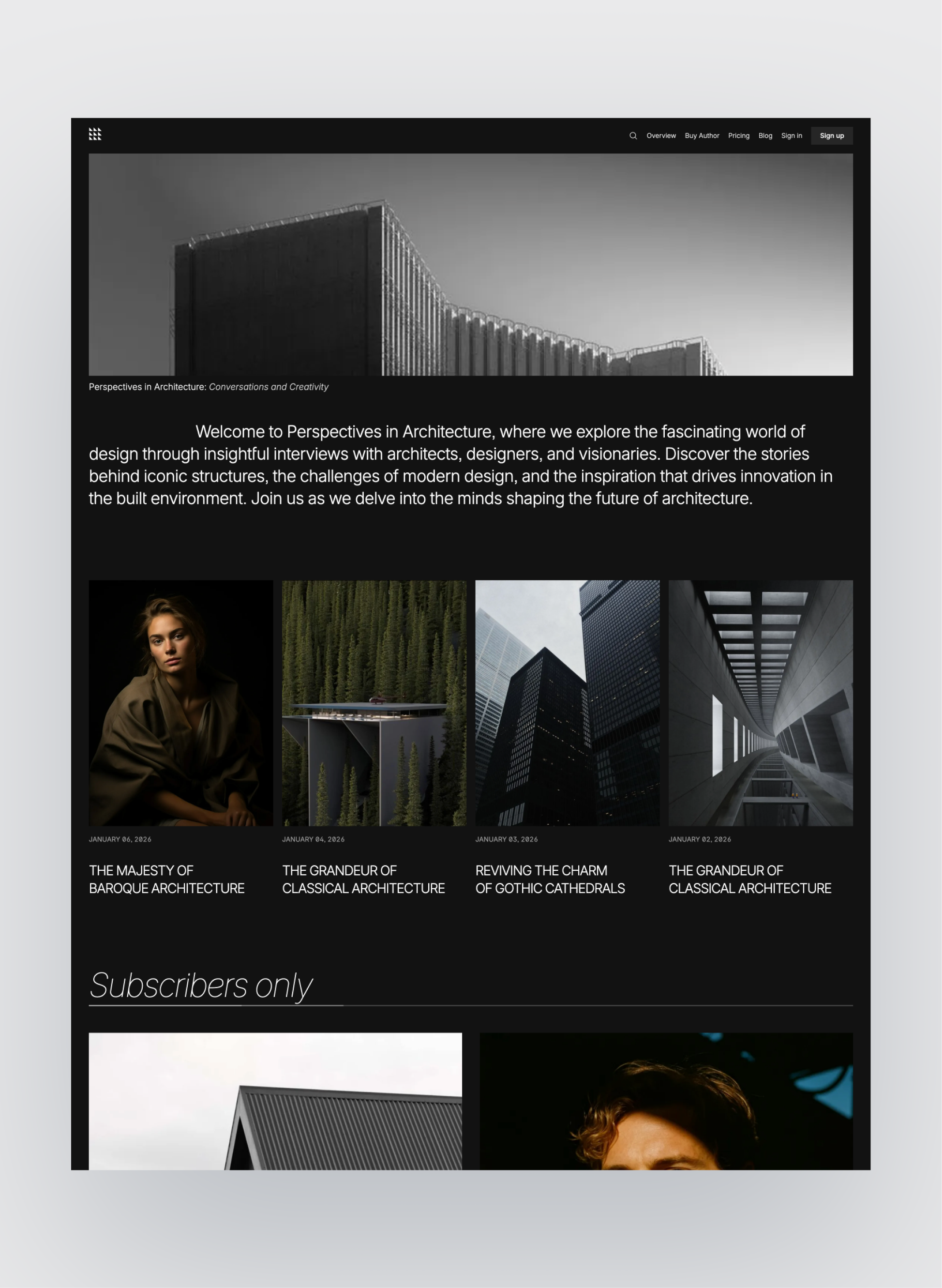 Author author bio page layout