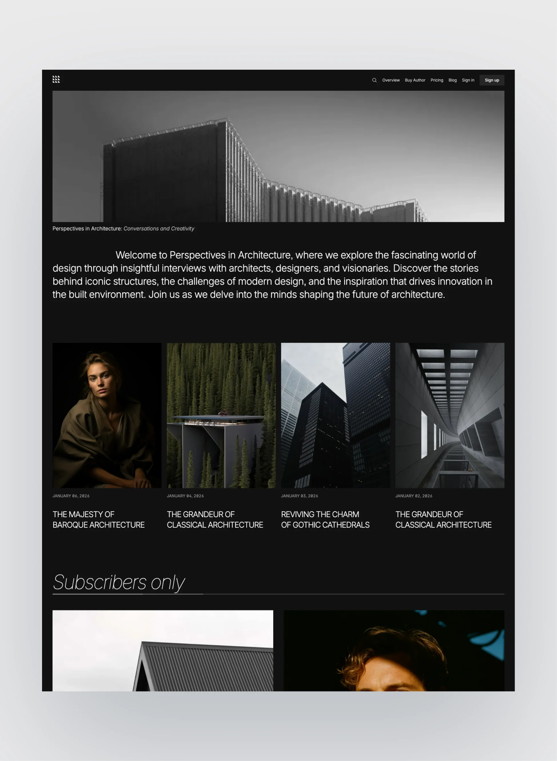 Author author bio page layout