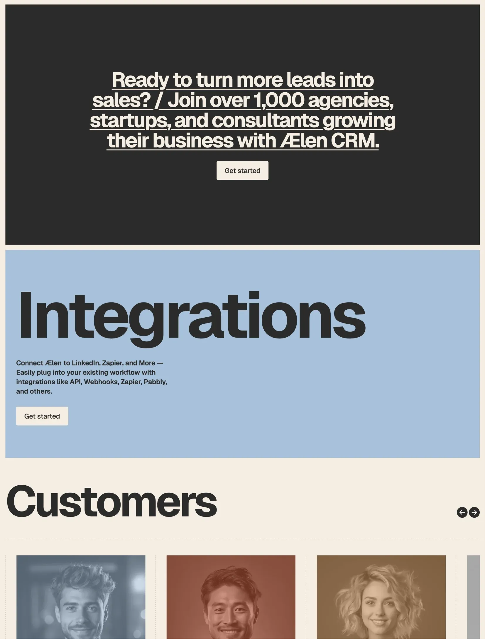 Ælen SaaS integrations page for software tools