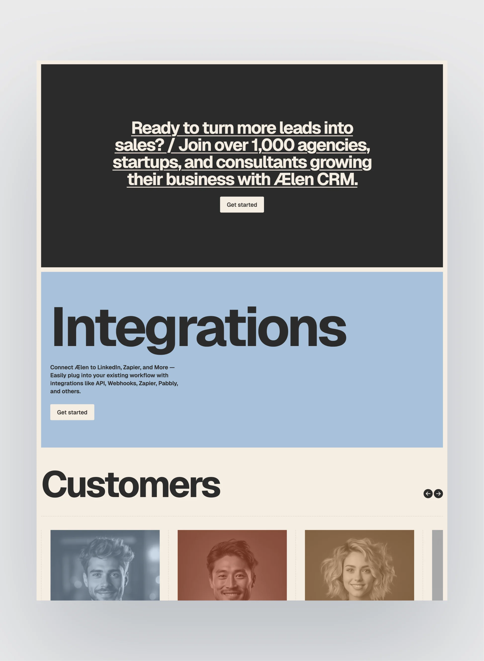 Ælen SaaS integrations page for software tools
