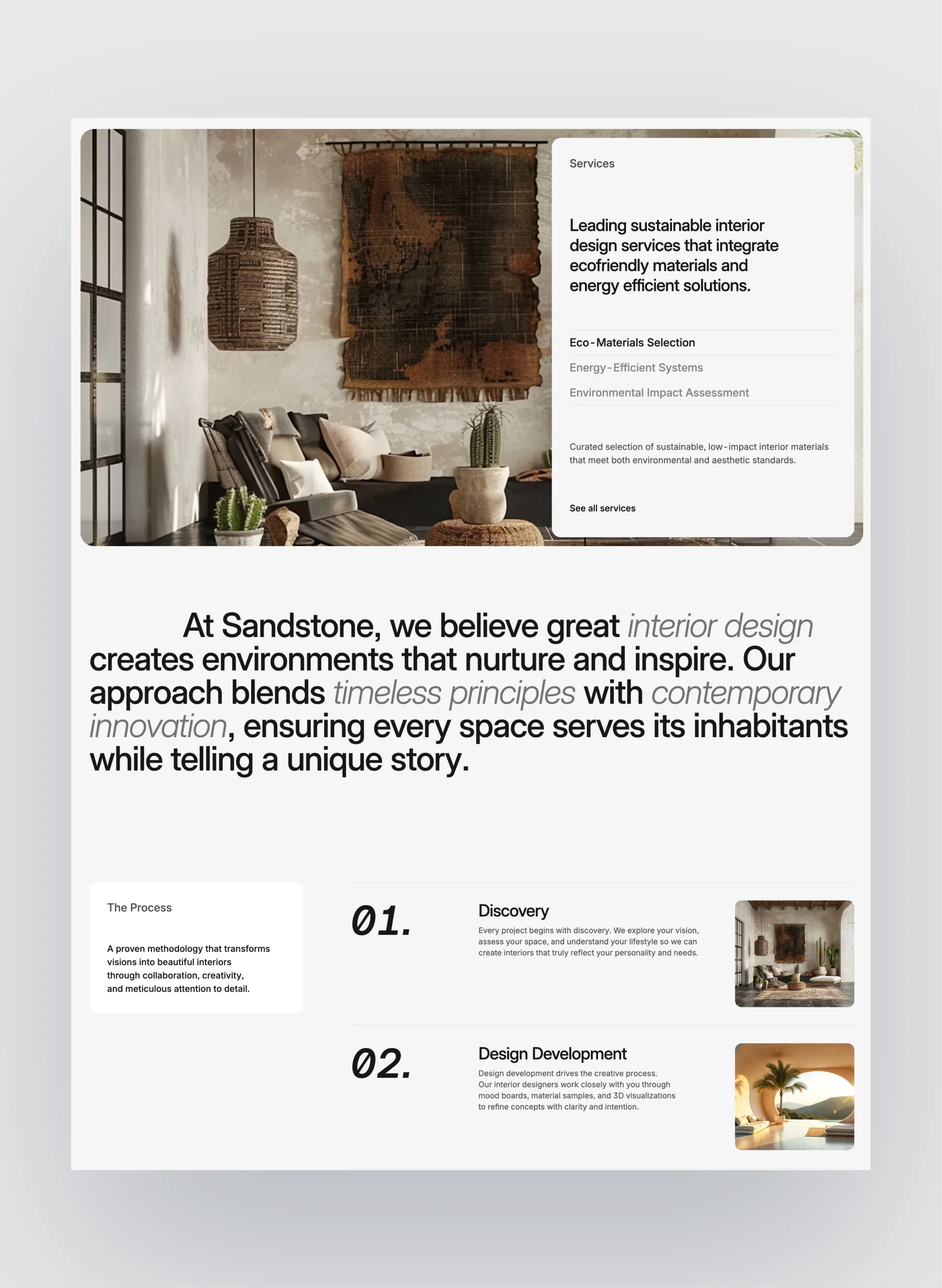 Sandstone project detail case study layout