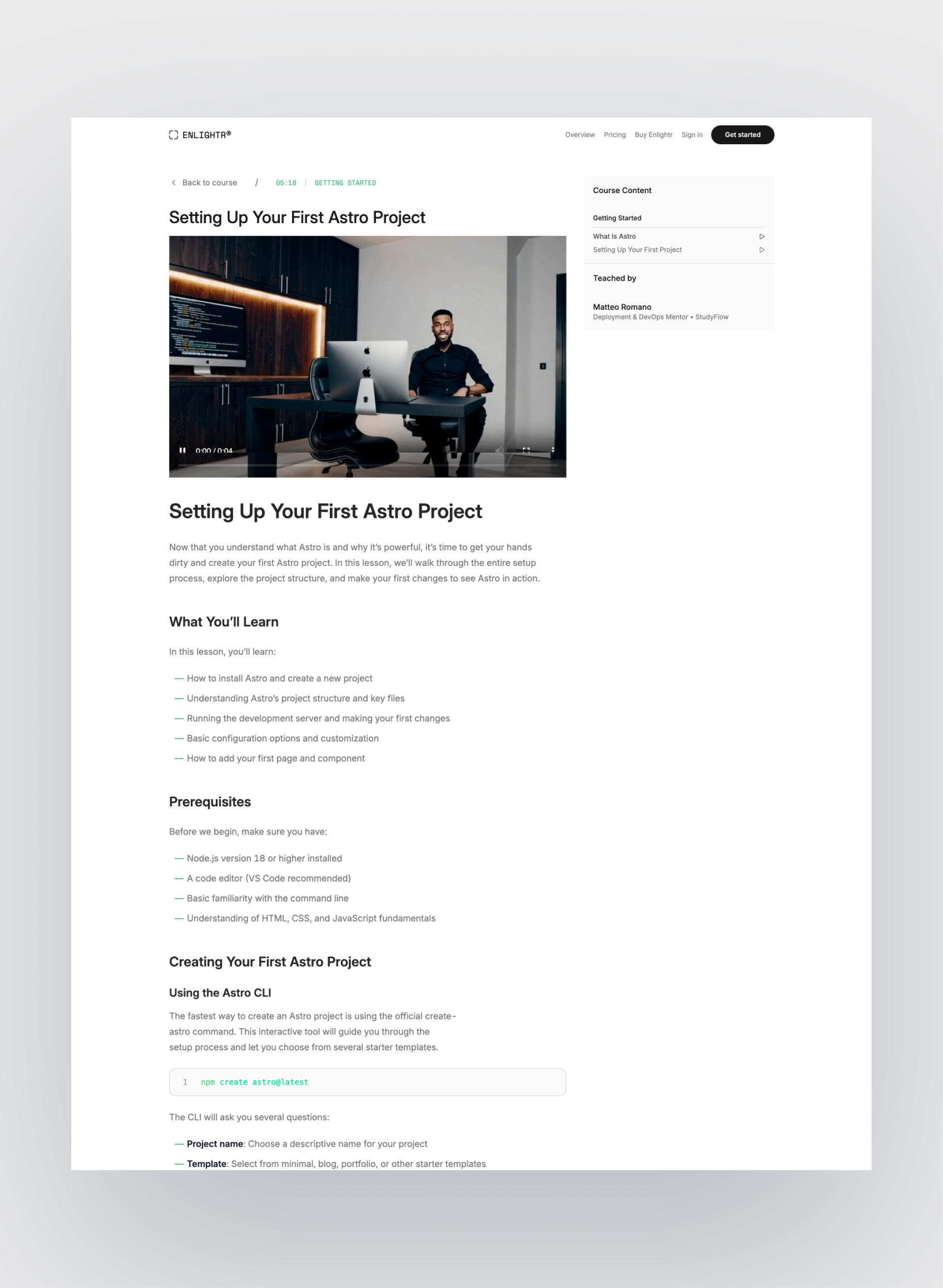 Enlightr page preview