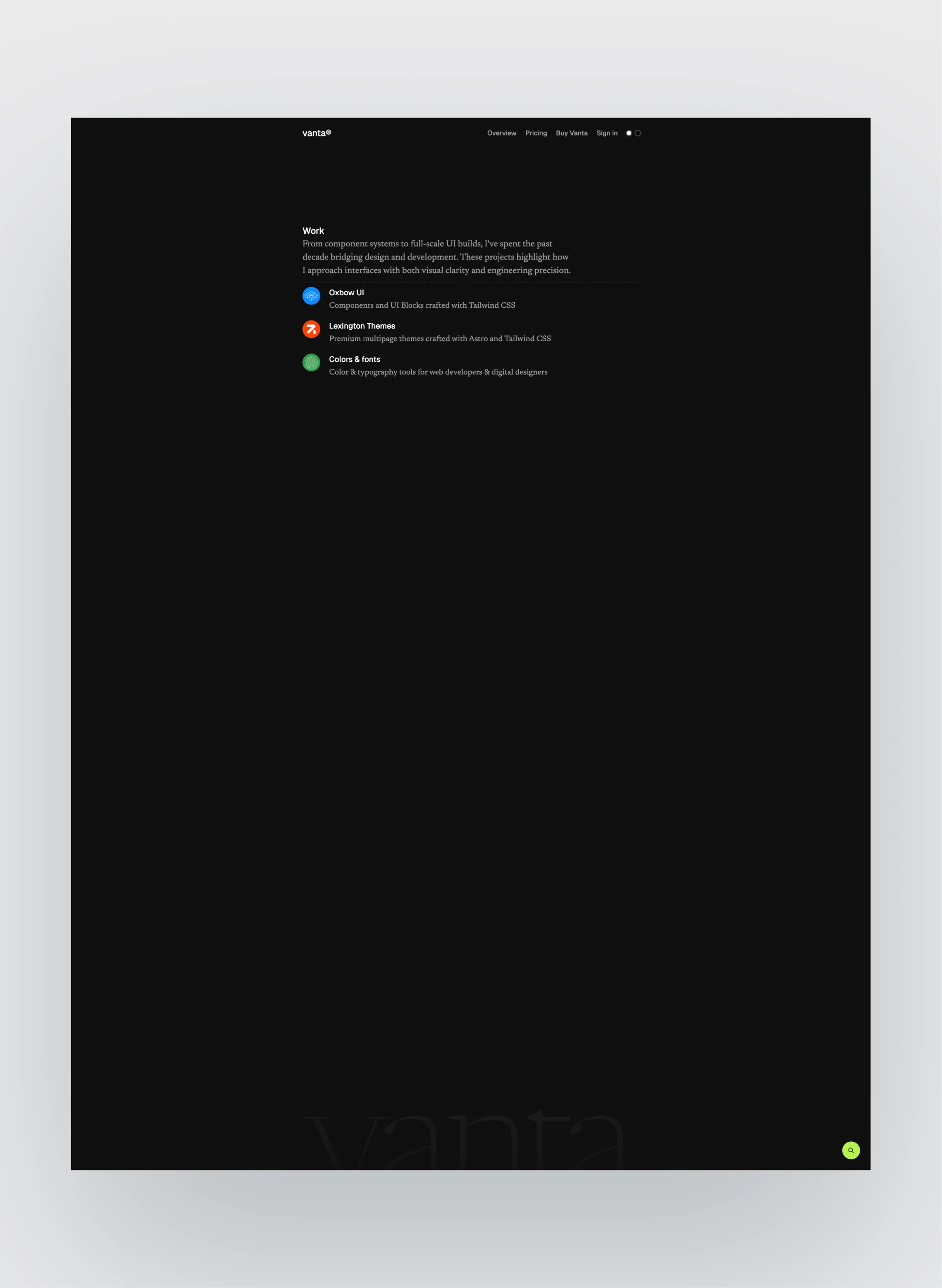 Vanta teacher profile page