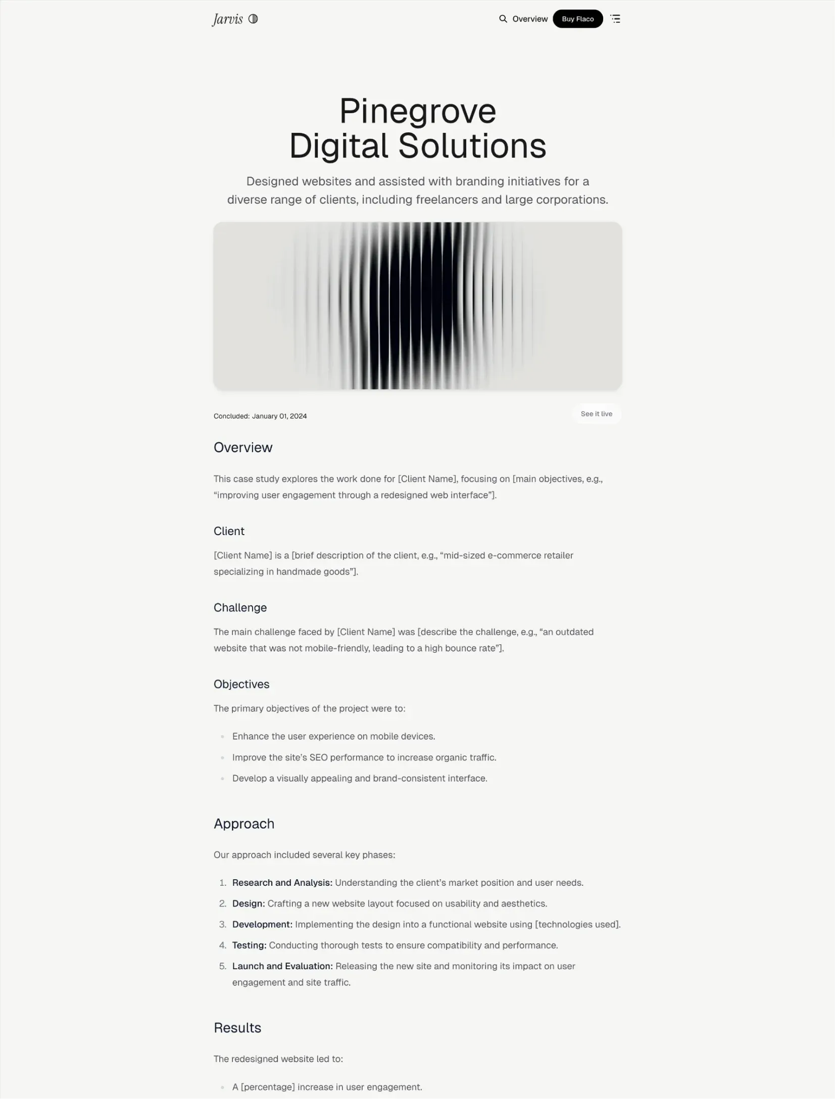Flaco projects page layout