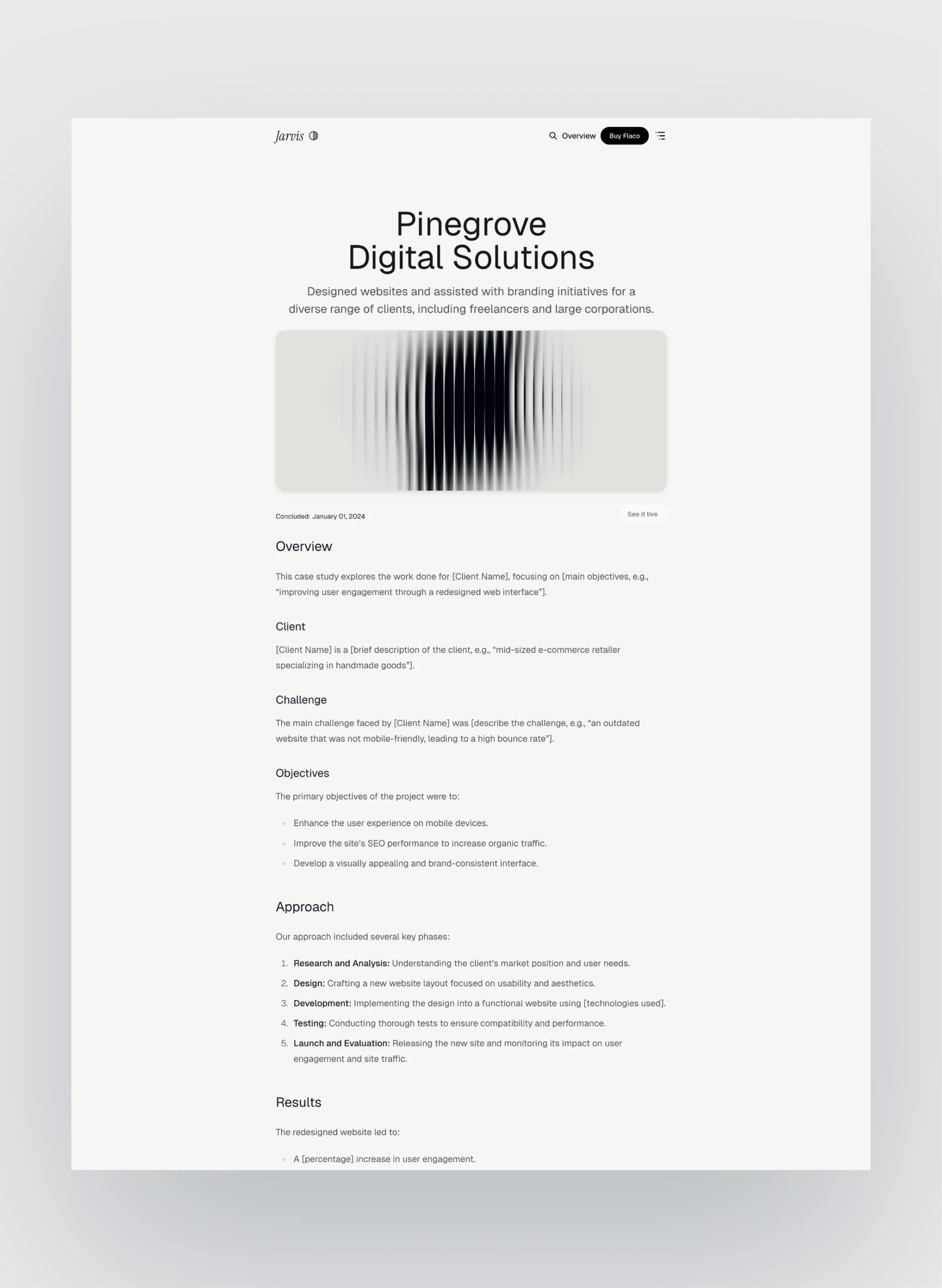 Flaco projects page layout