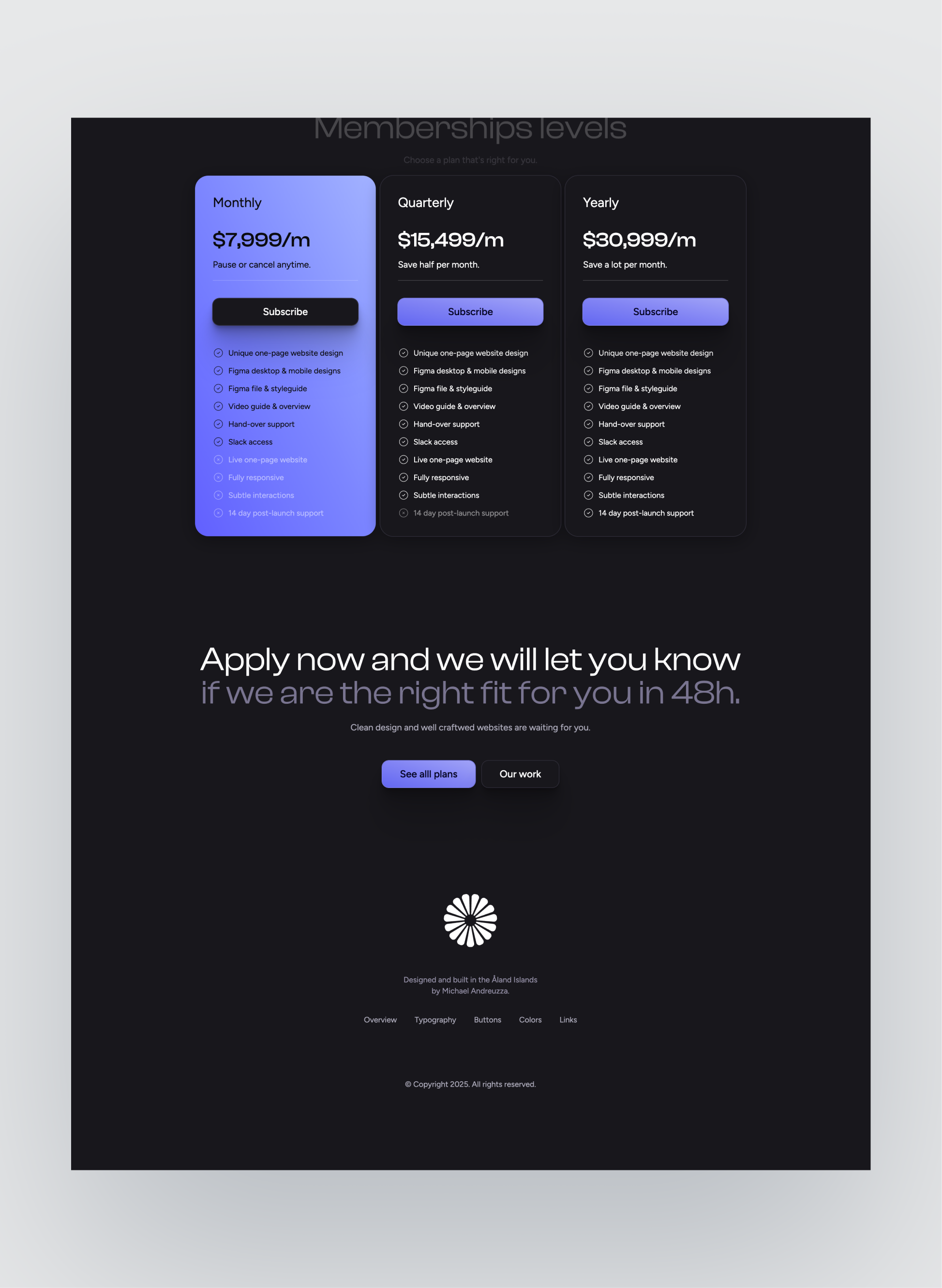Aubergine work portfolio layout