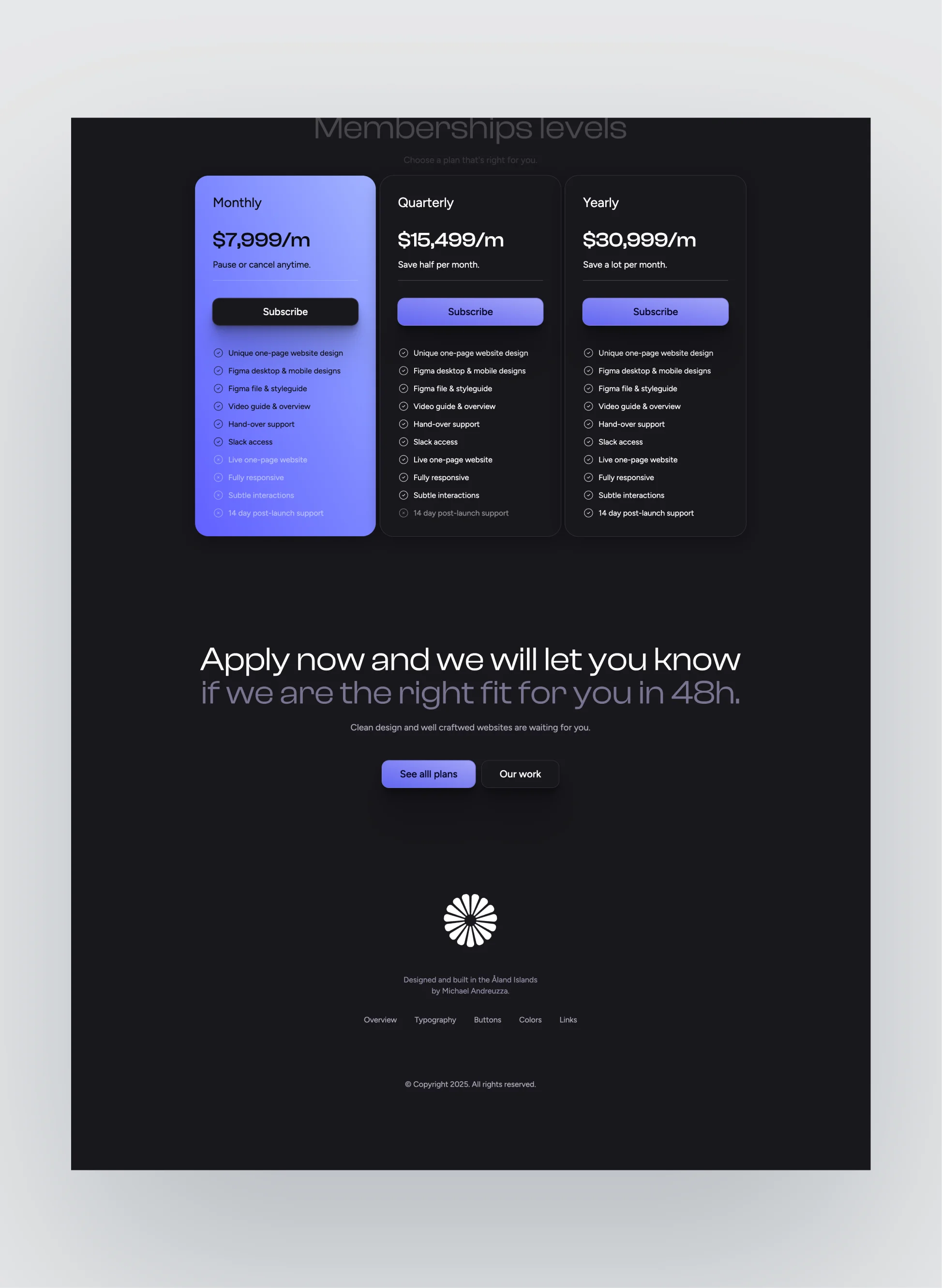 Aubergine work portfolio layout