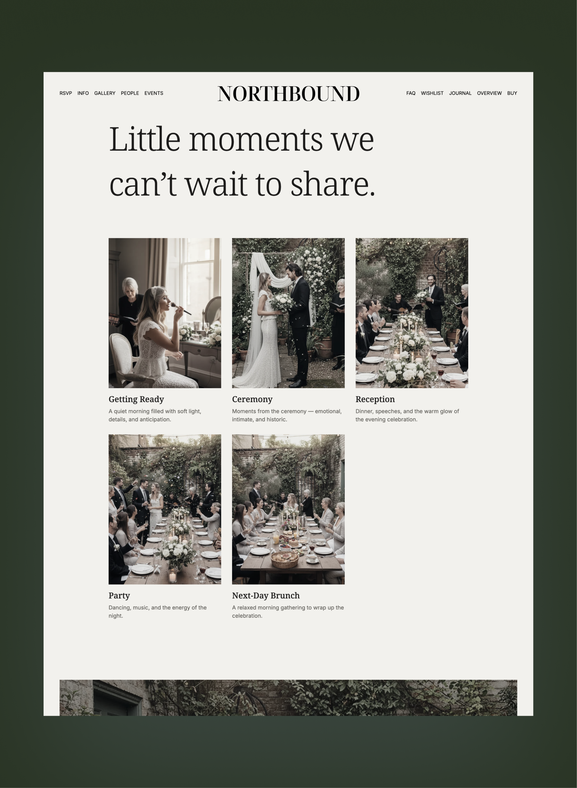 Northbound RSVP and details section