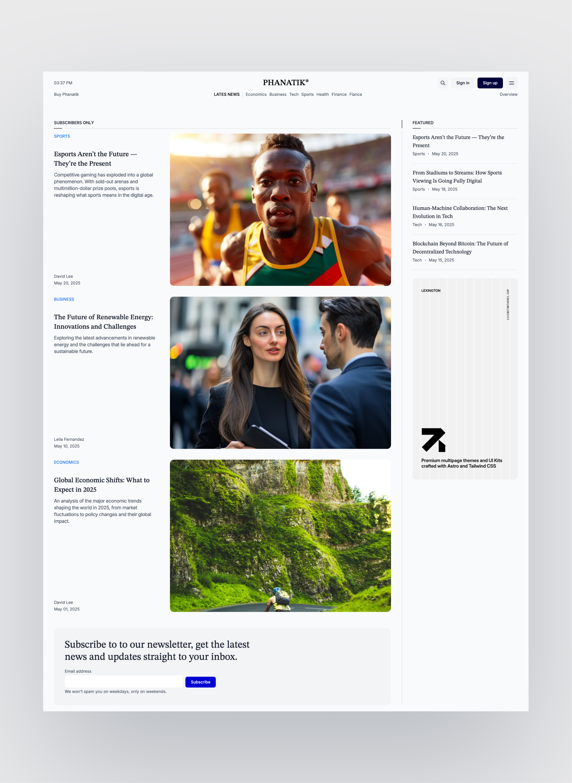 Phanatik author profile layout