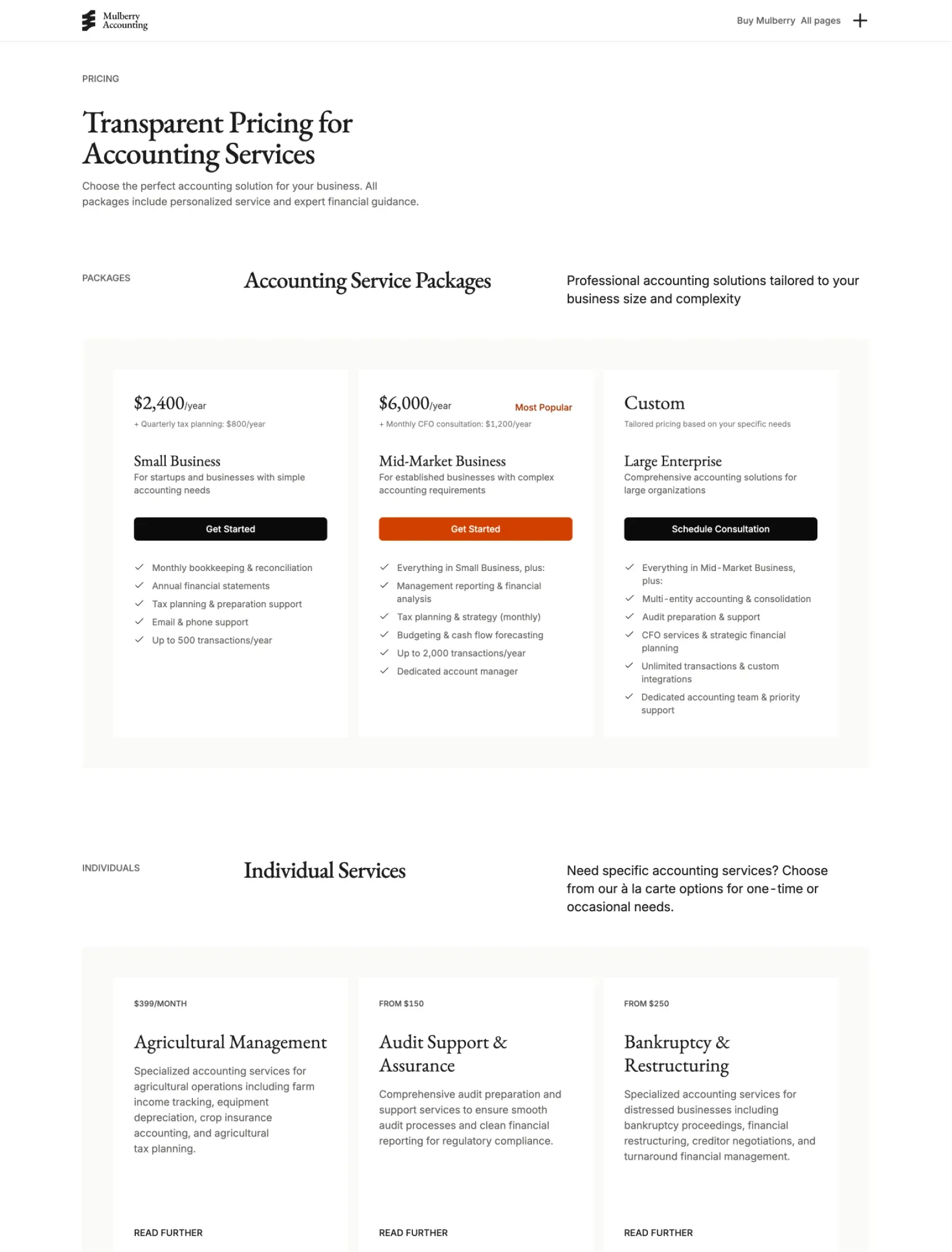 Mulberry case study and testimonial sections