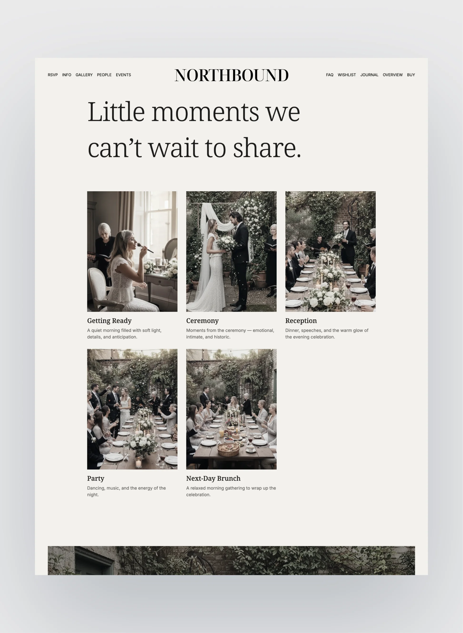 Northbound RSVP and details section