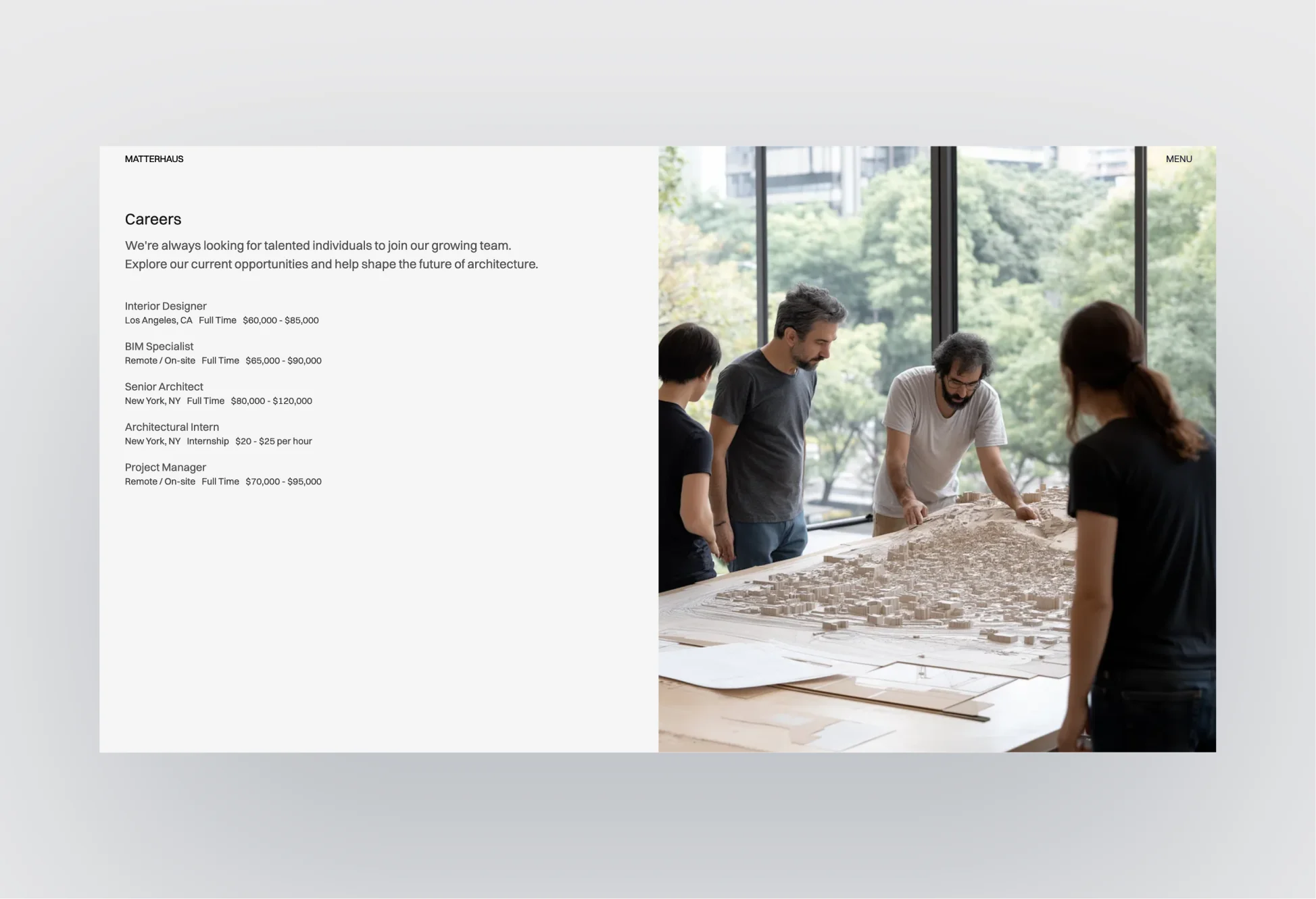 Matterhaus careers and job listing page