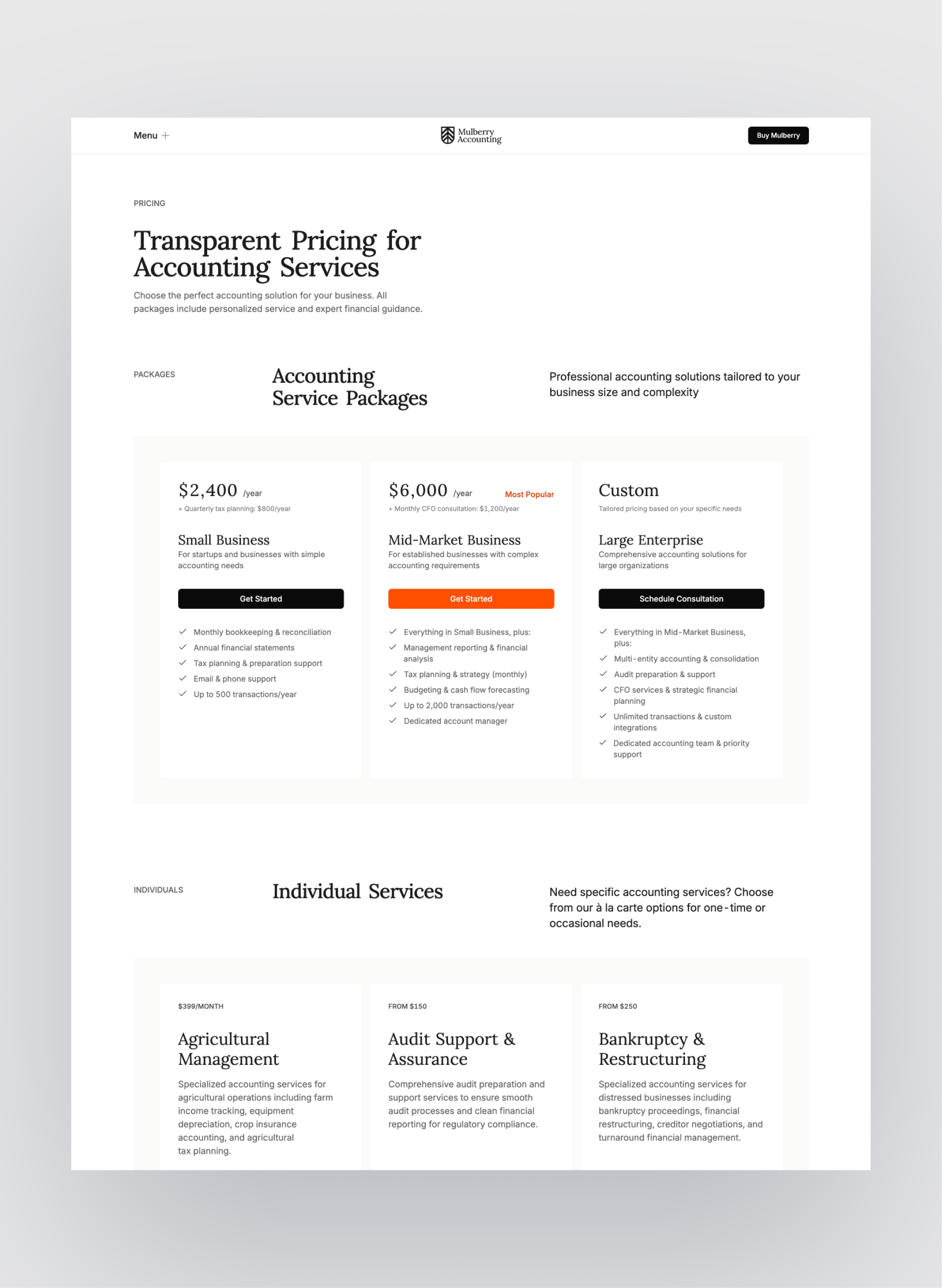 Mulberry case study and testimonial sections