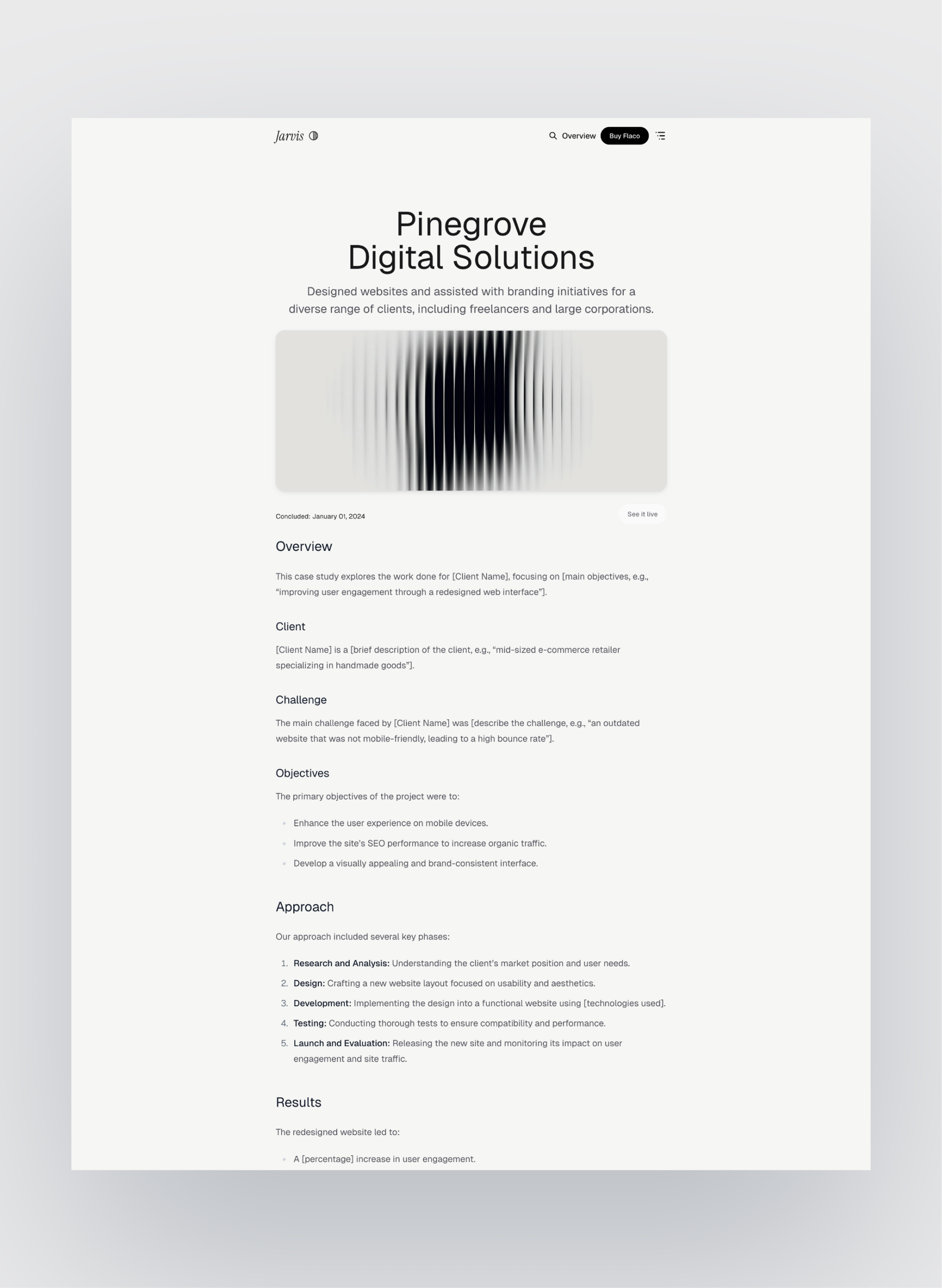 Flaco projects page layout