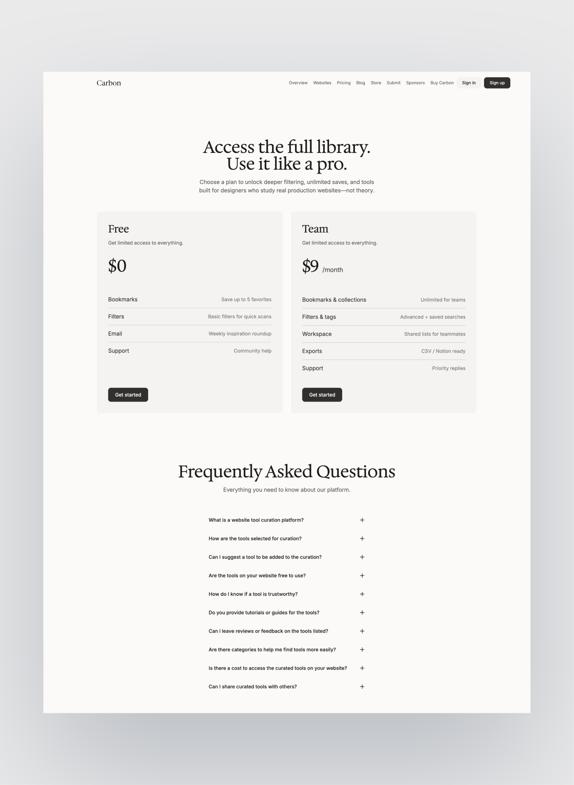 Carbon profile management layout