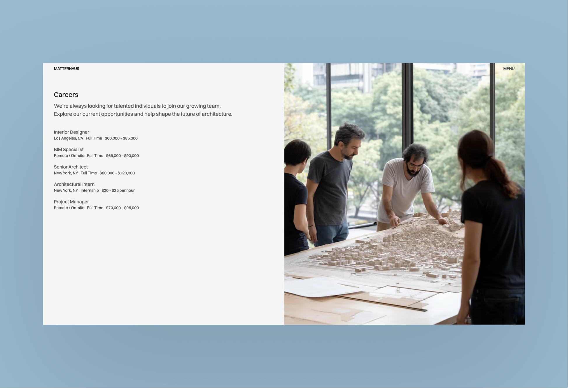 Matterhaus careers and job listing page
