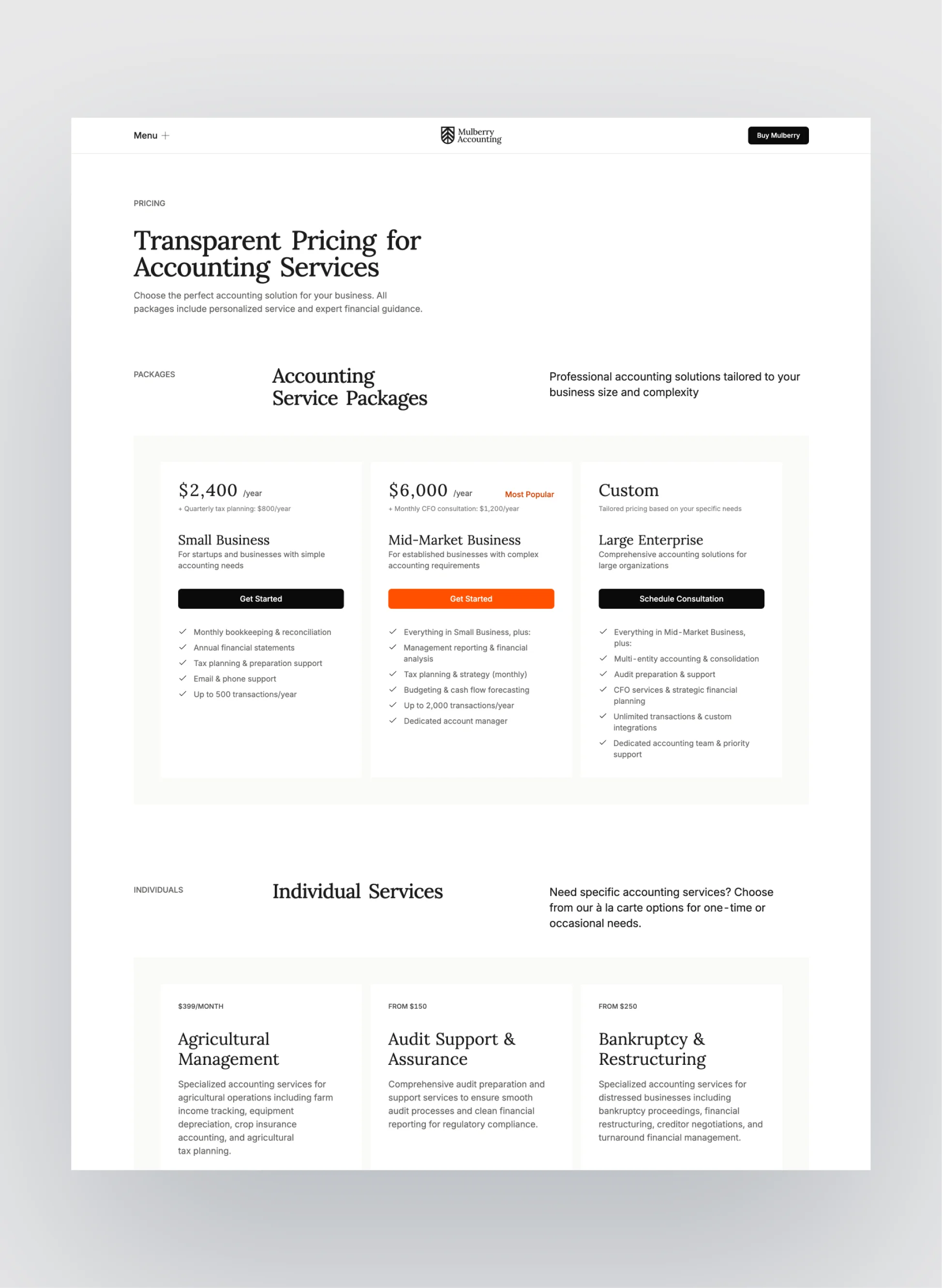 Mulberry case study and testimonial sections