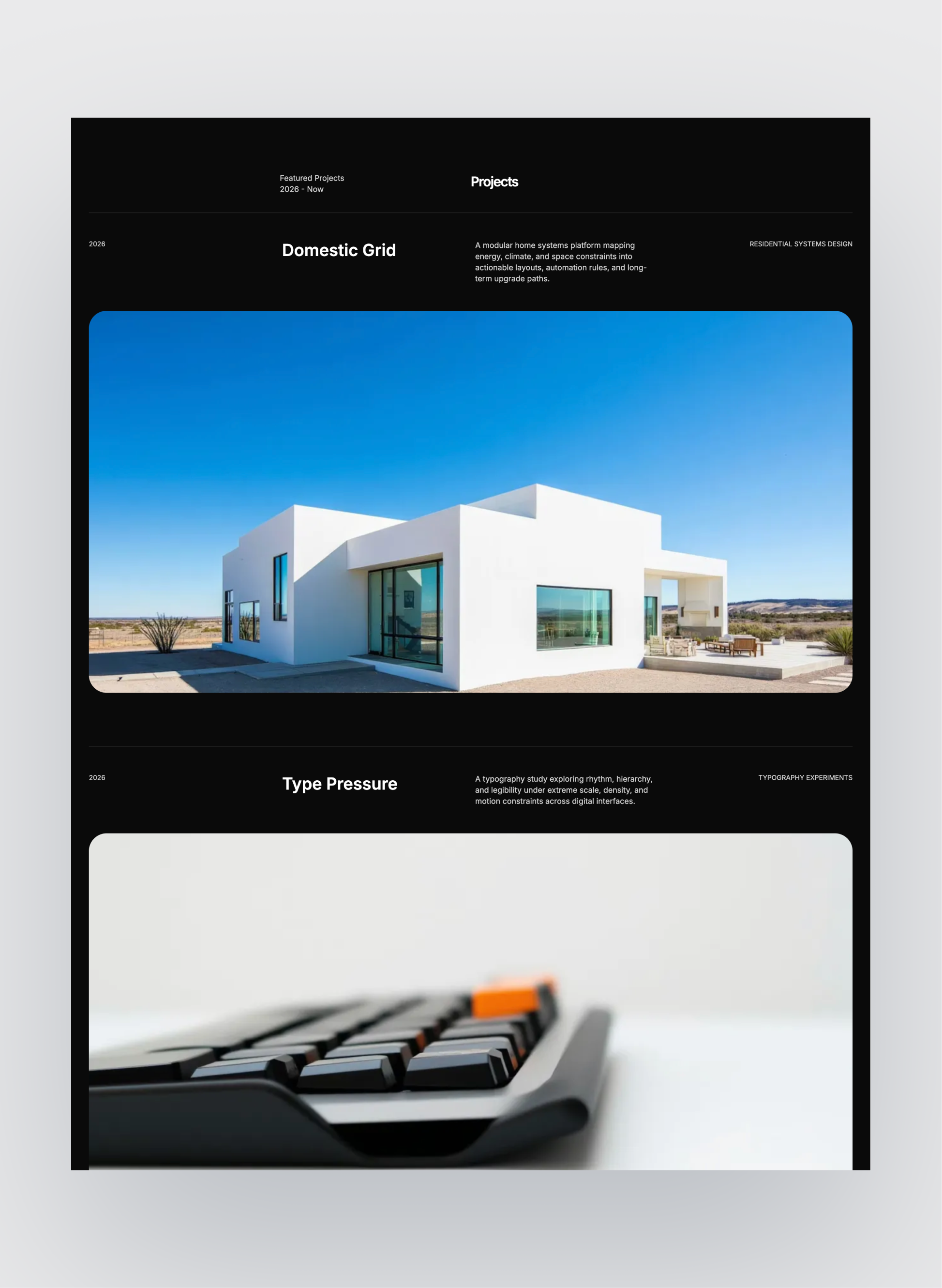 Prima Persona portfolio layout detail