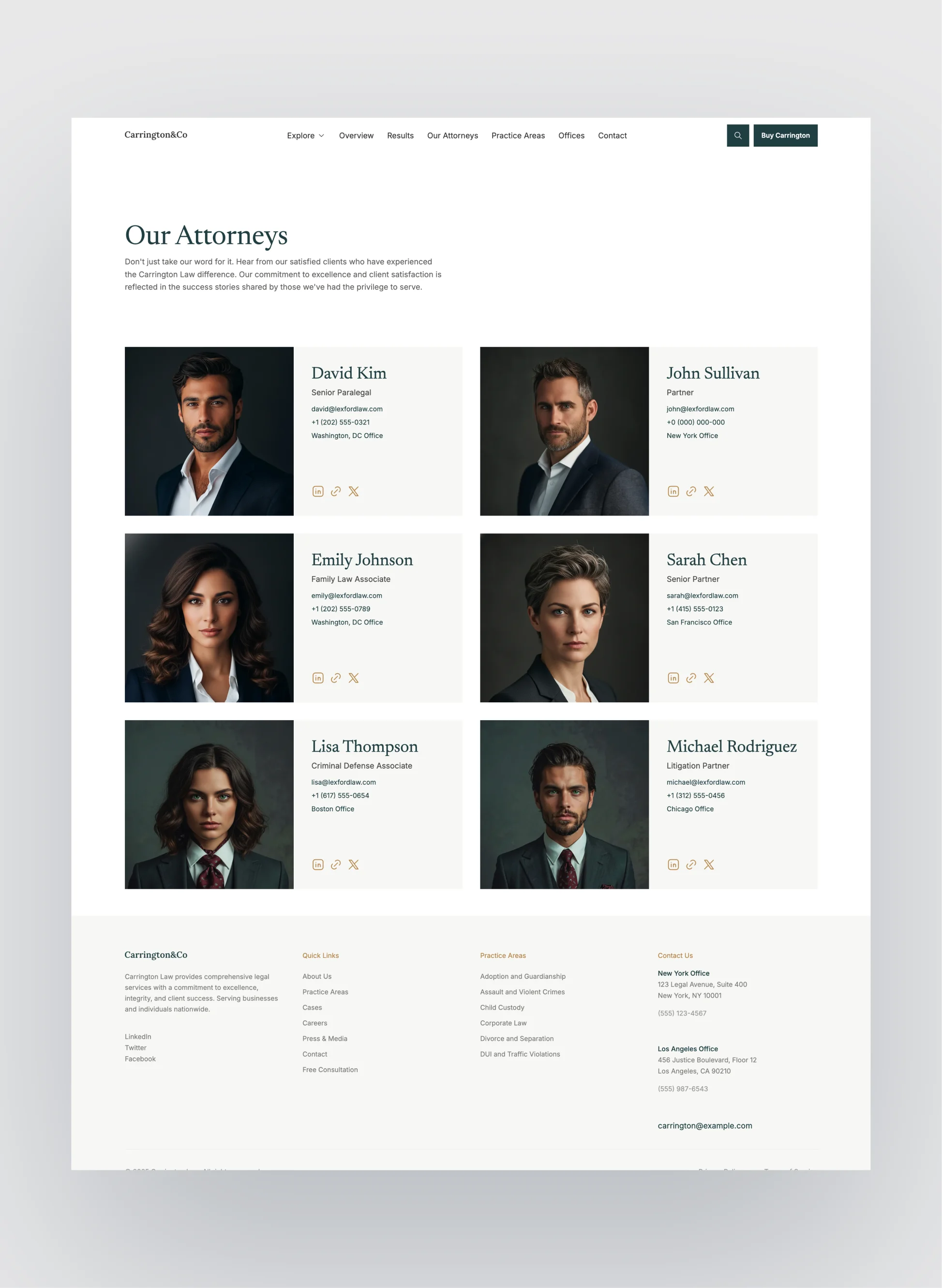 Carrington awards and recognition section