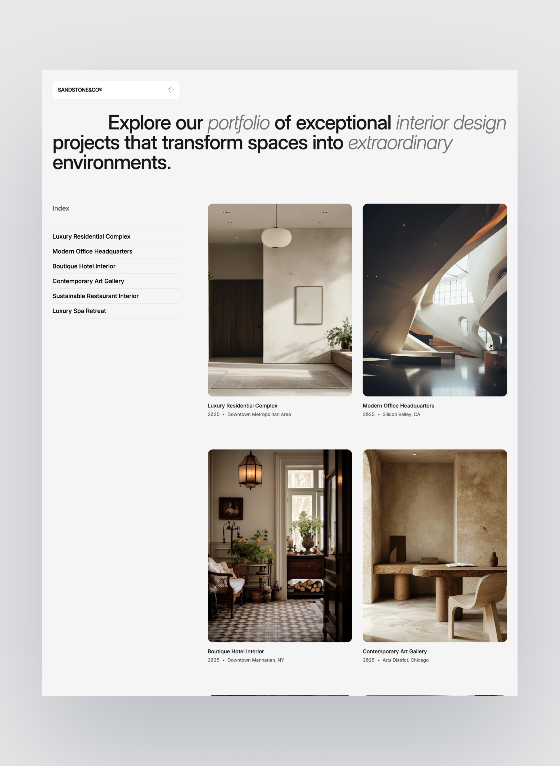 Sandstone studio about page