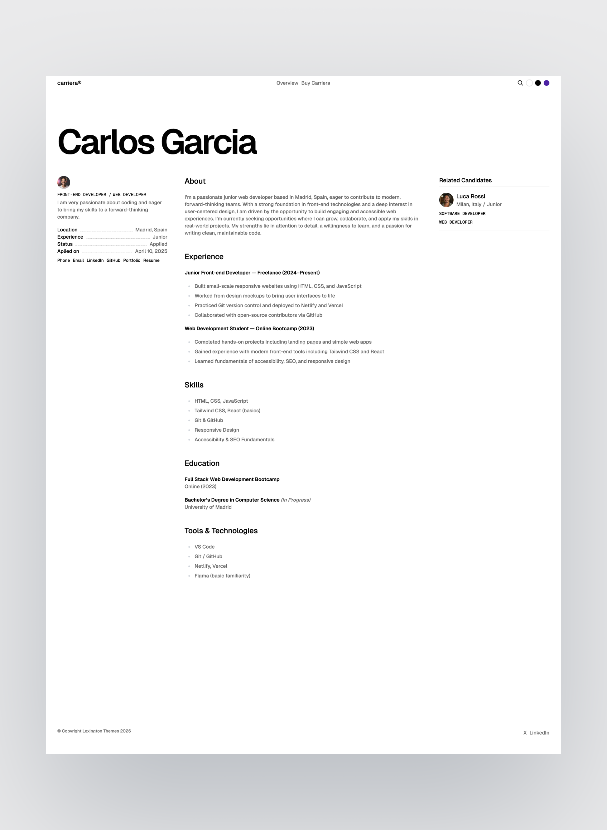 Carriera candidate directory layout