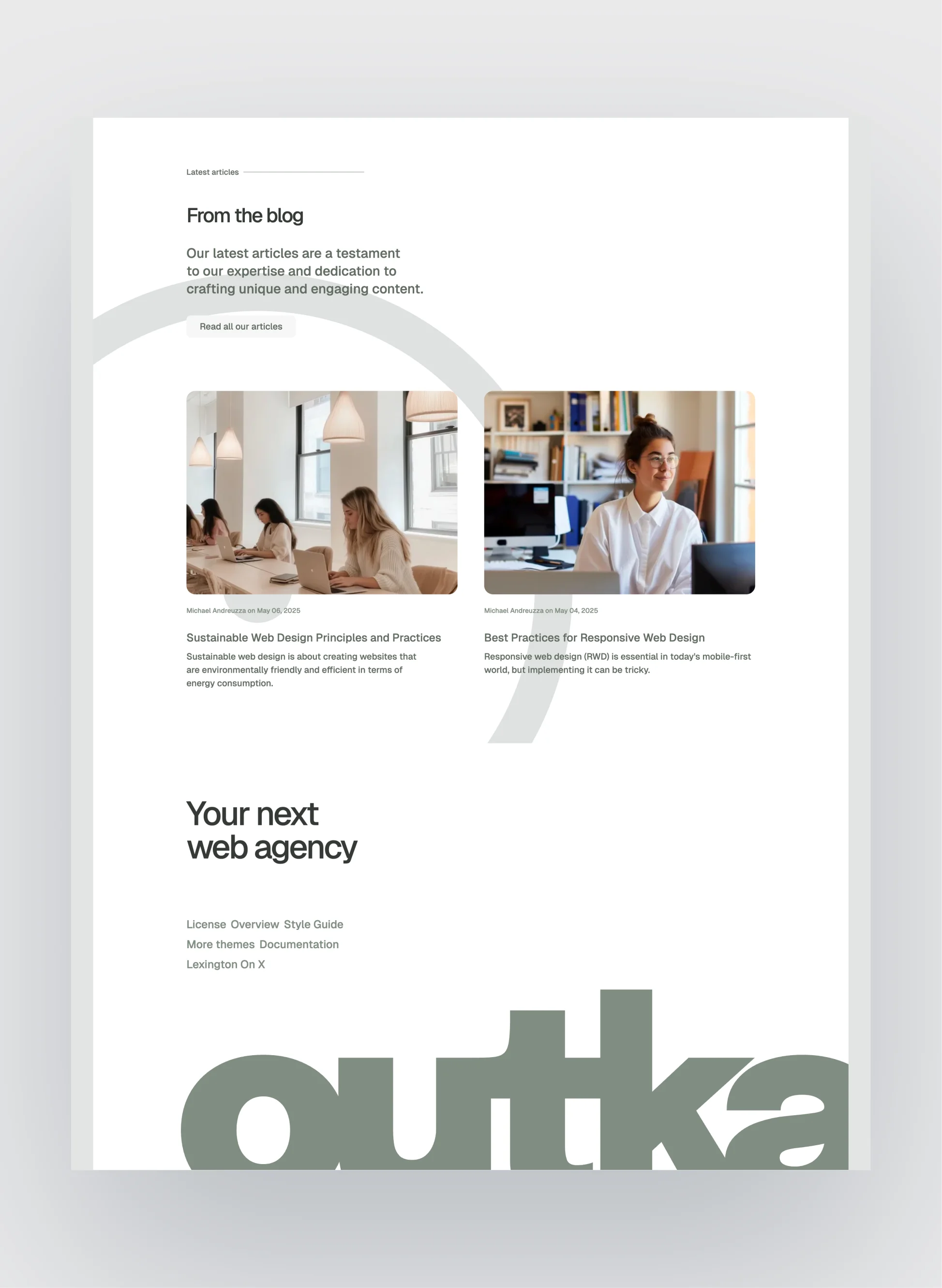 Outkast work portfolio layout