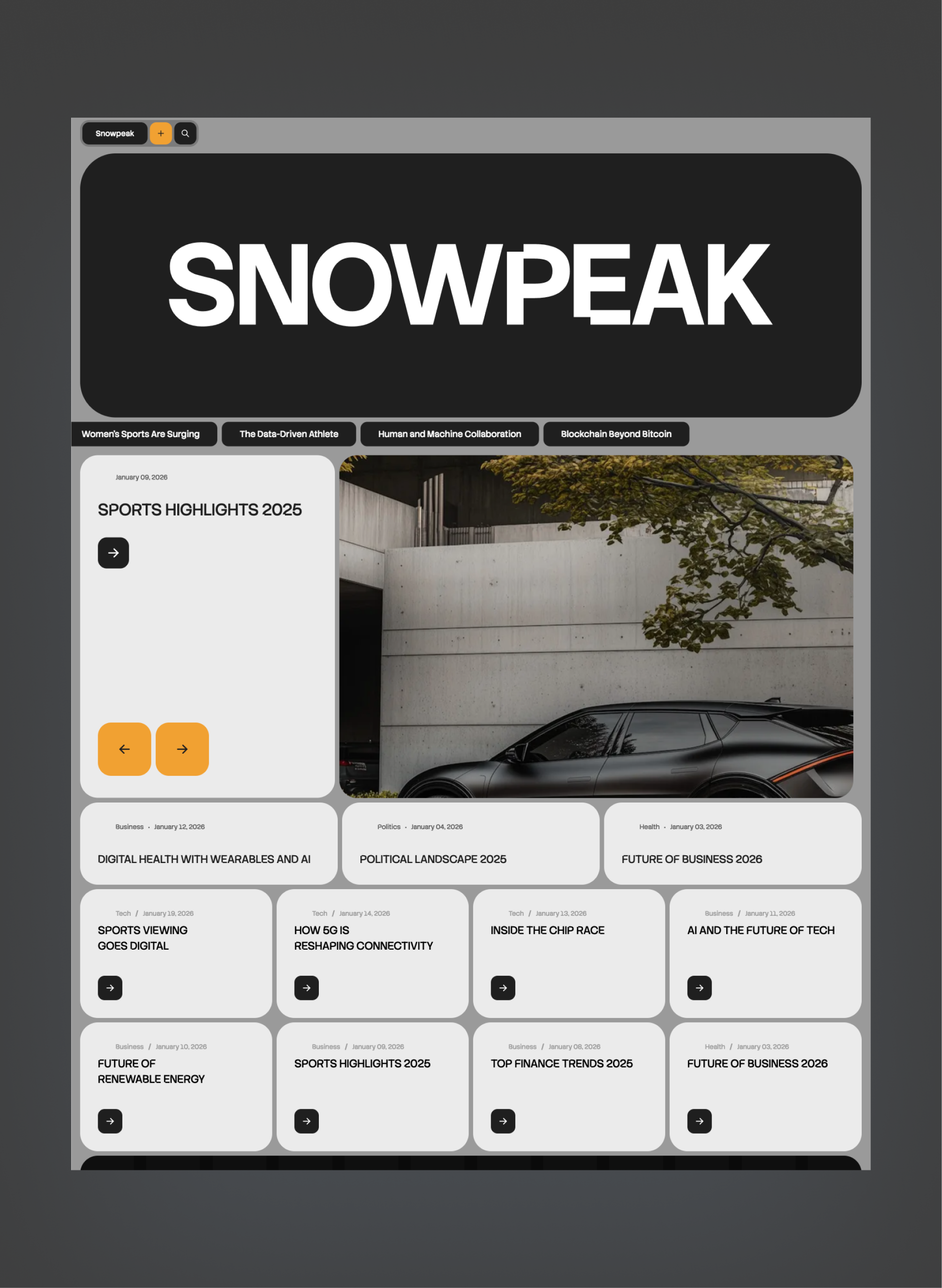 Snowpeak author profile layout