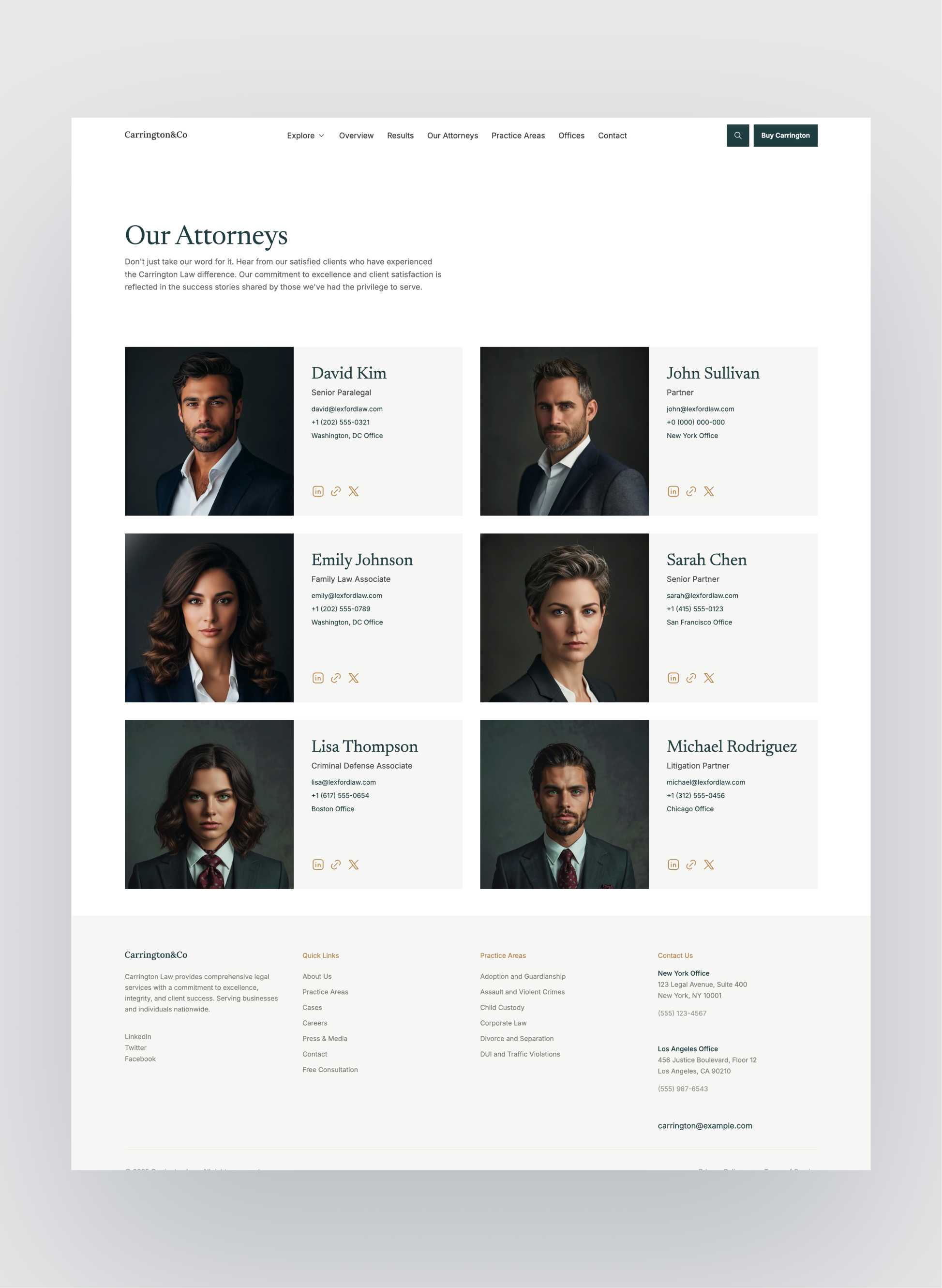 Carrington awards and recognition section