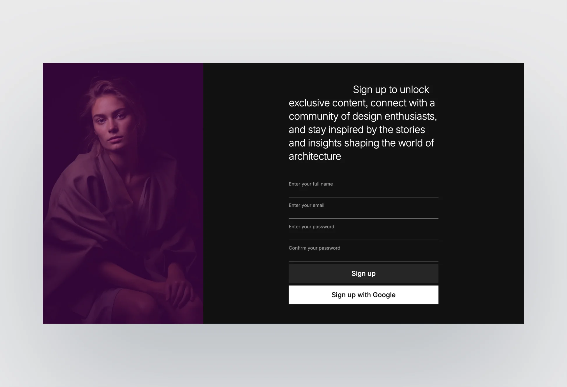Author contact page layout