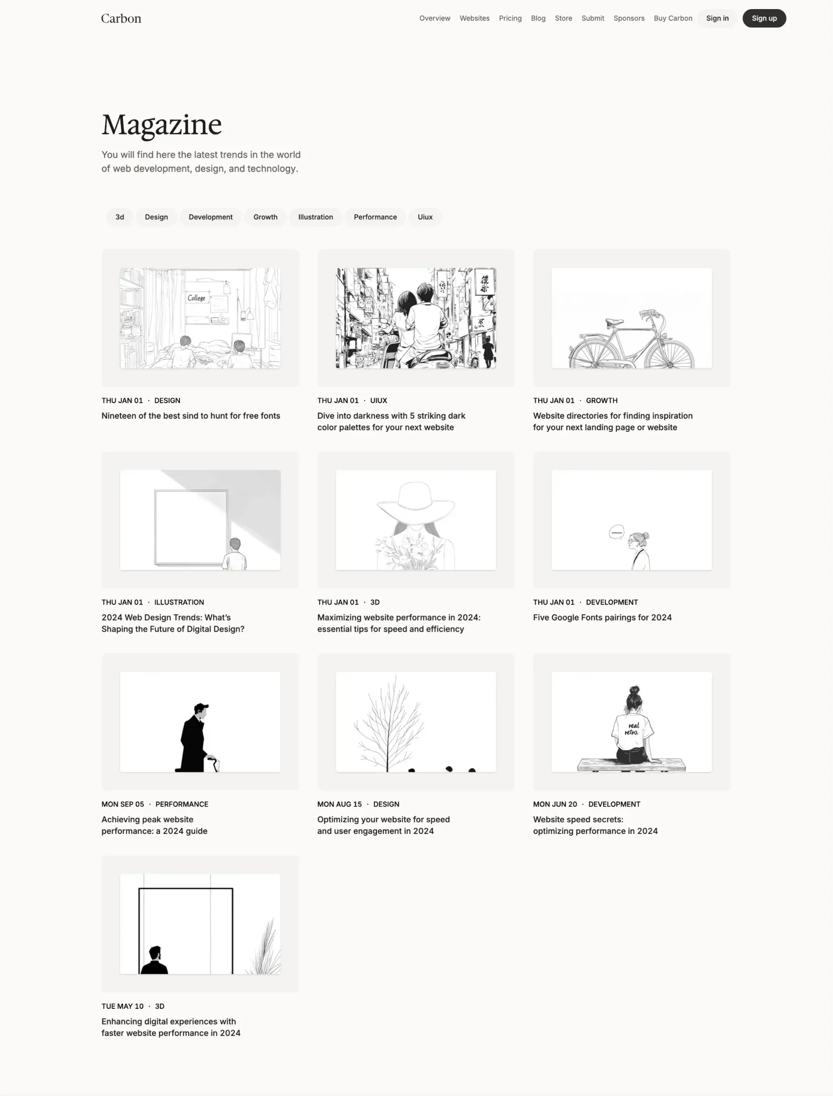 Carbon blog layout