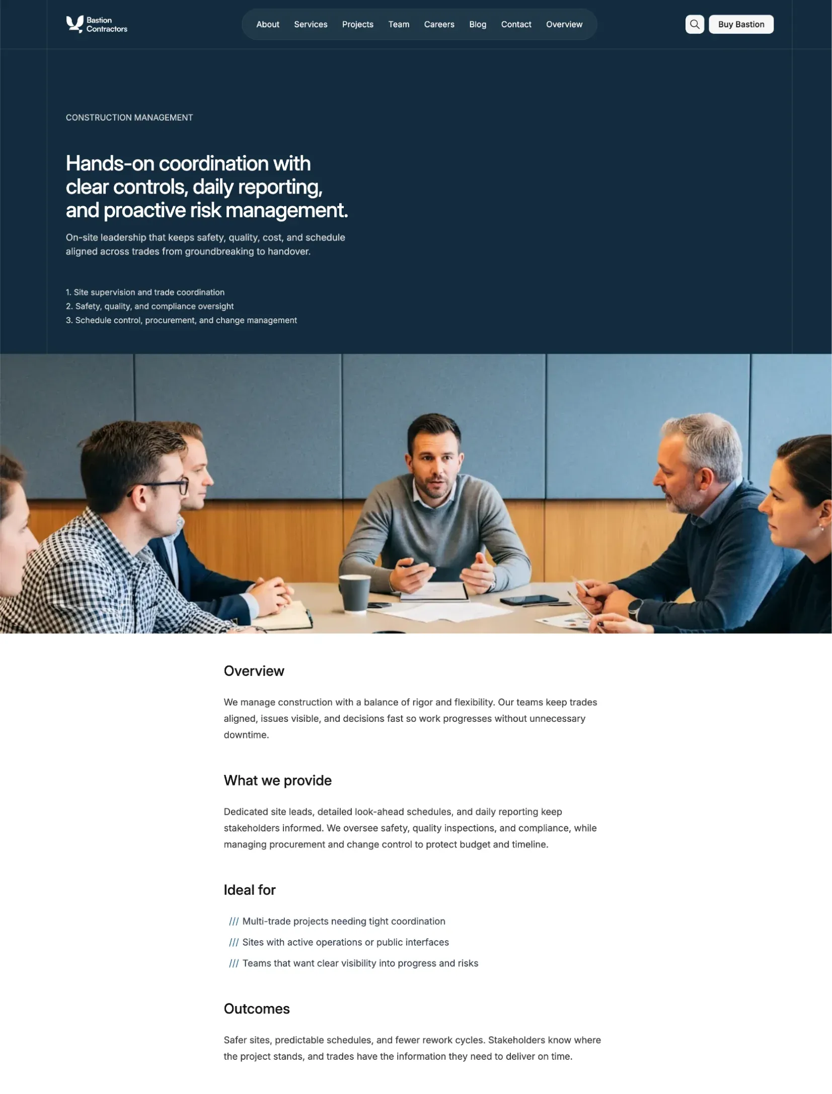 Bastion construction about page