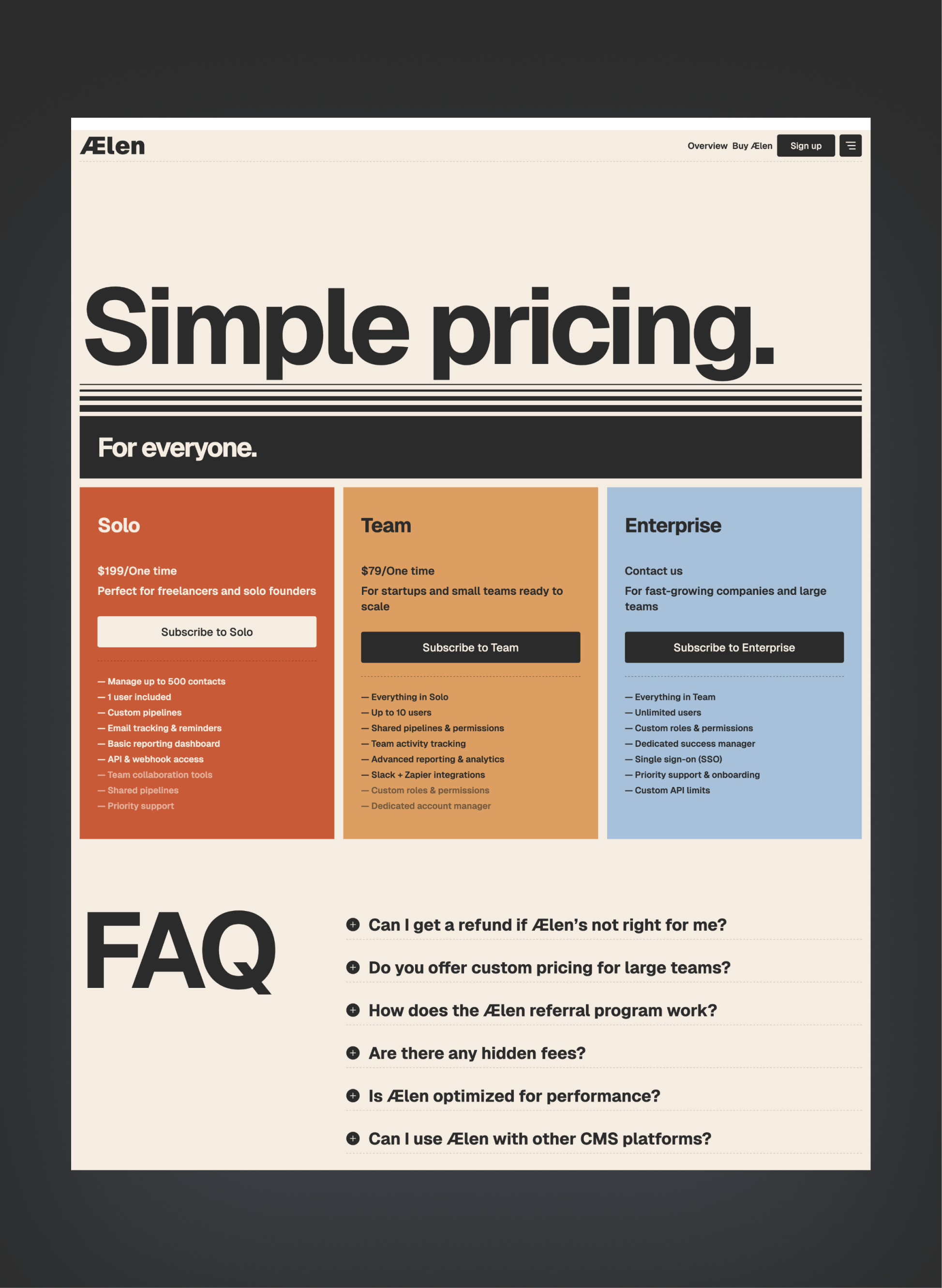 Ælen SaaS help center and documentation layout