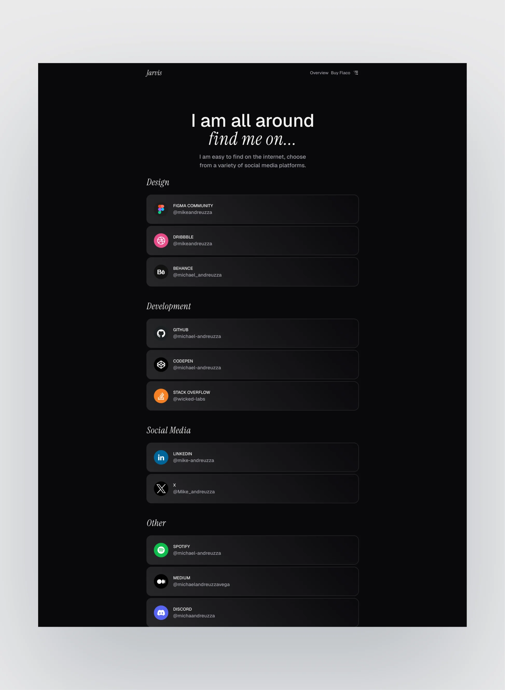 Flaco stack page layout