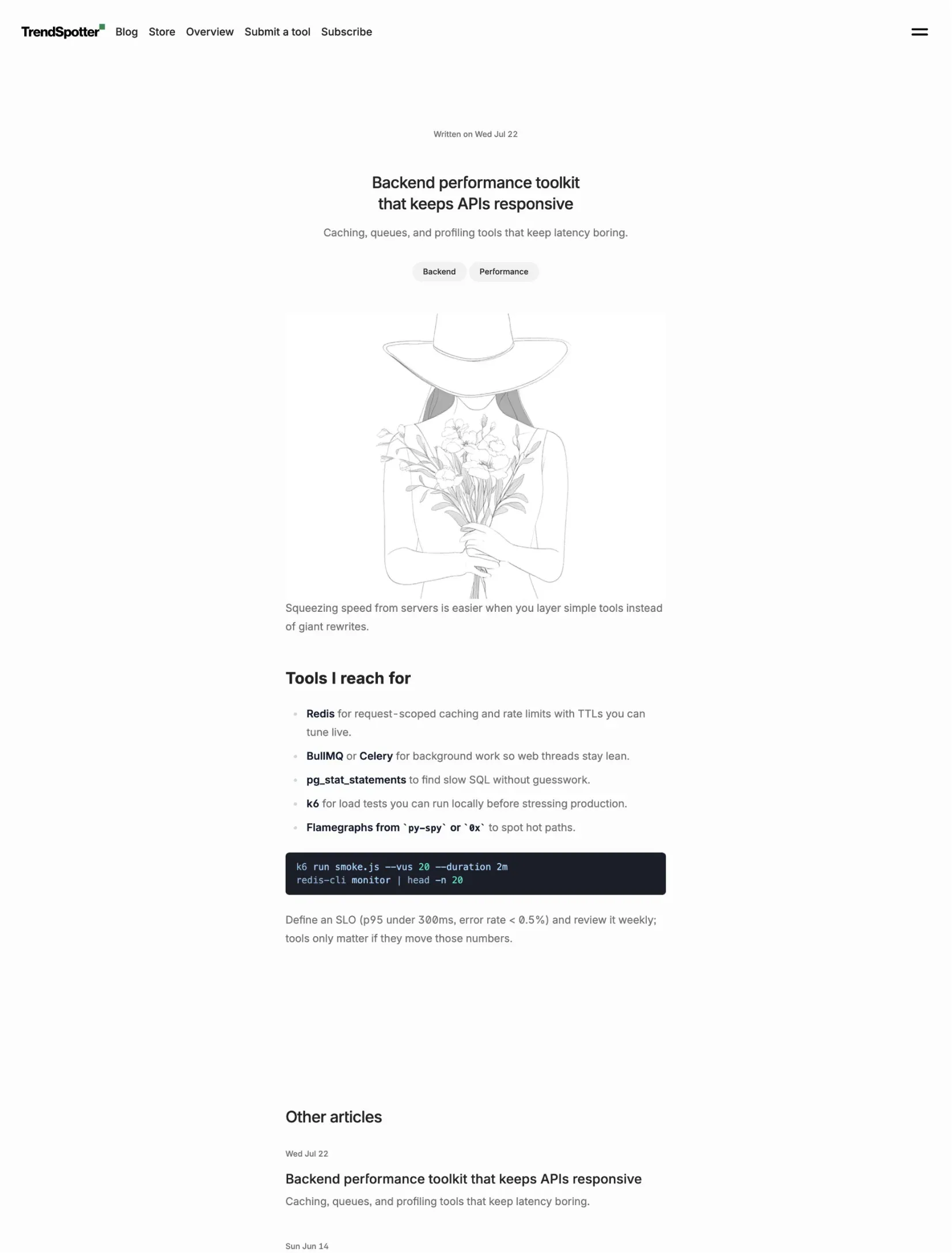 Trendspotter submission and advertising sections