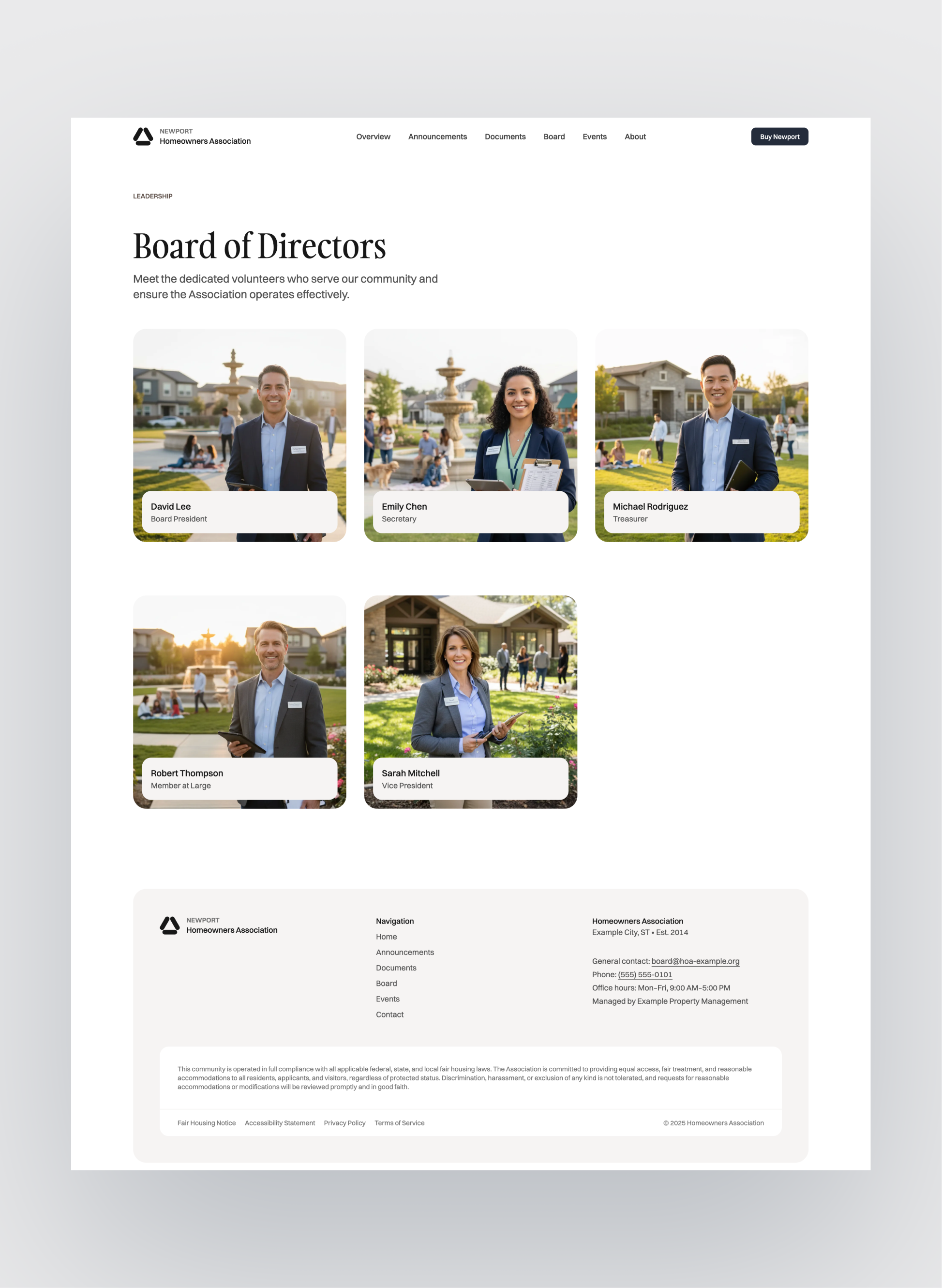 Newport HOA responsive mobile layout