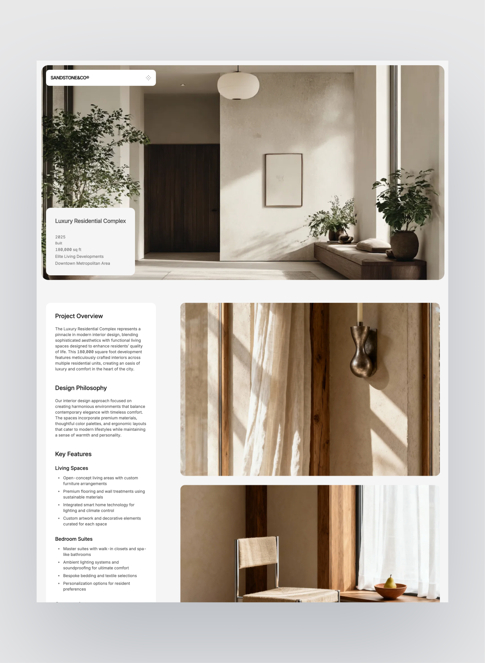 Sandstone services overview layout